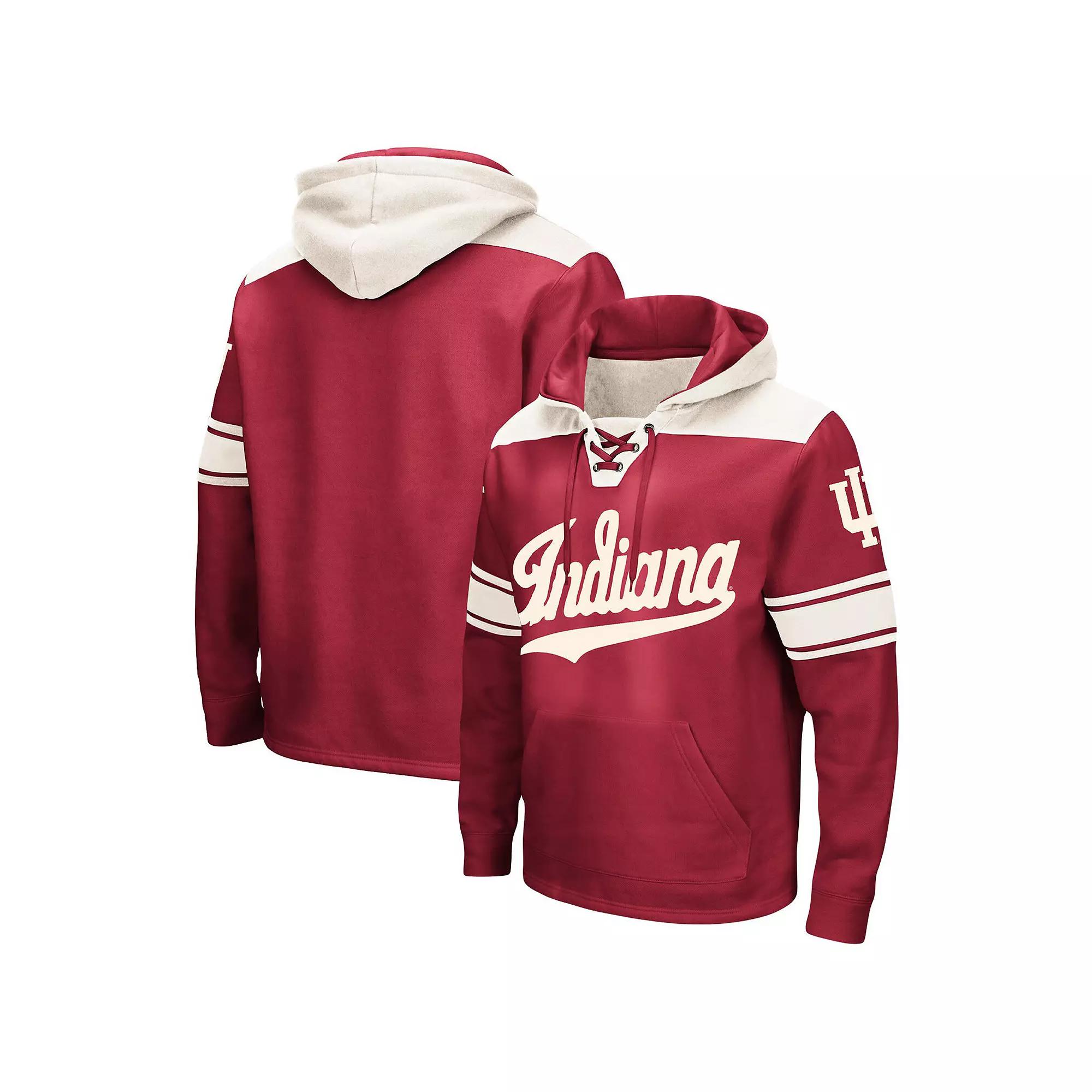 Men's Colosseum Crimson Indiana Hoosiers Big & Tall Hockey Lace-Up Pullover Hoodie,  Product Image