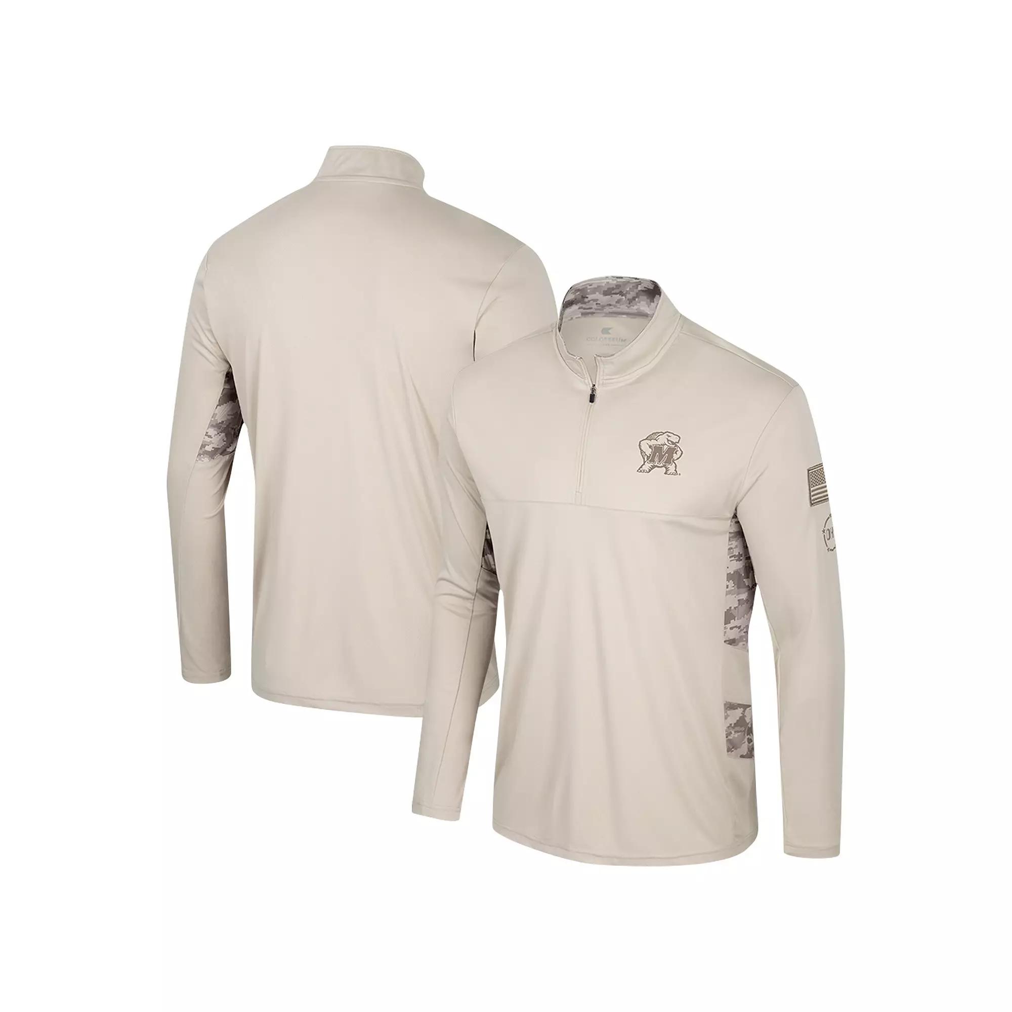 Men's Colosseum Natural Maryland Terrapins OHT Military Appreciation Quarter-Zip Jacket,  Product Image