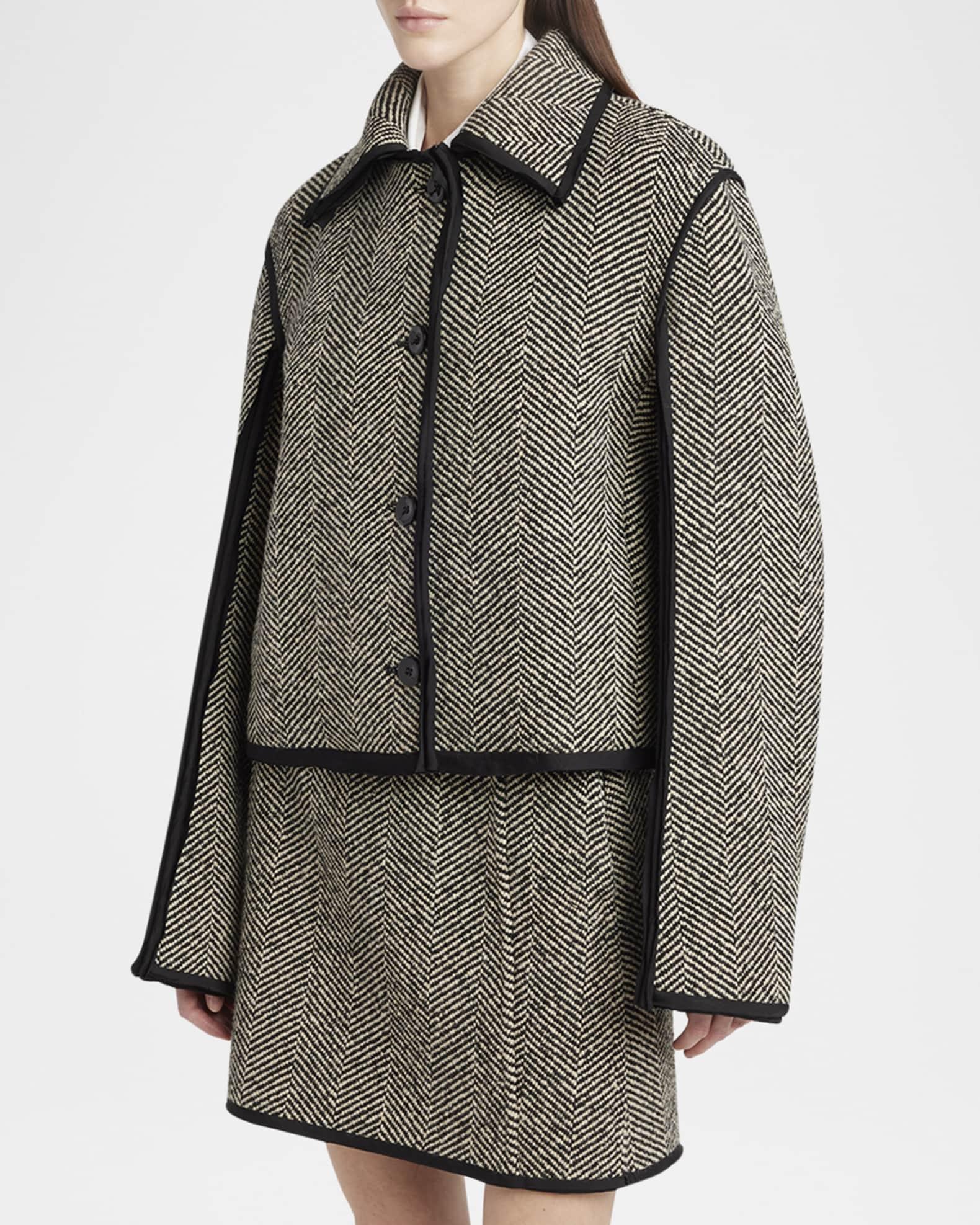 Raw-Edge Trim Herringbone Jacket Product Image