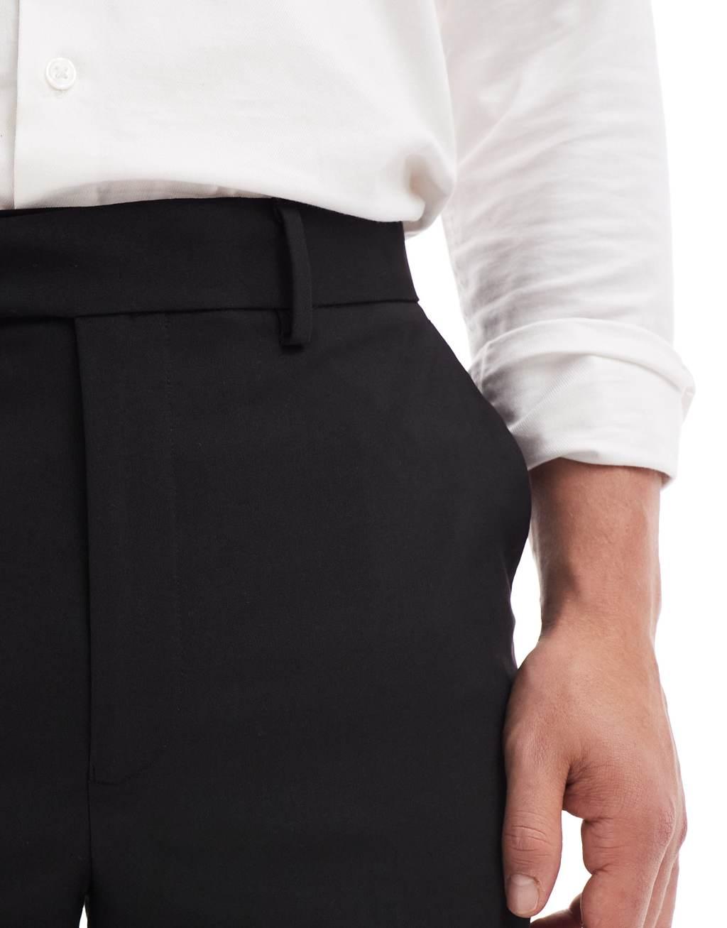 ASOS DESIGN tapered smart trousers in black Product Image