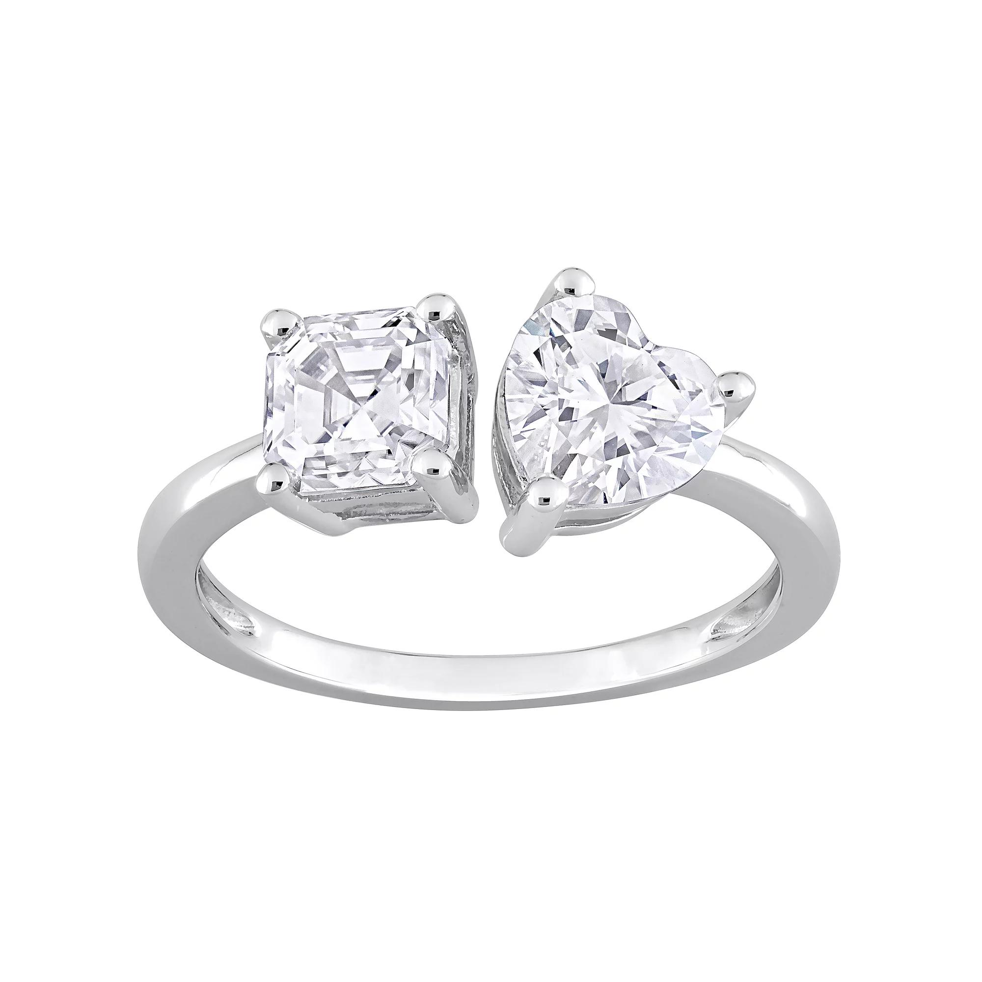 Stella Grace Sterling Silver Lab-Created Moissanite Two-Stone Ring, Womens Product Image
