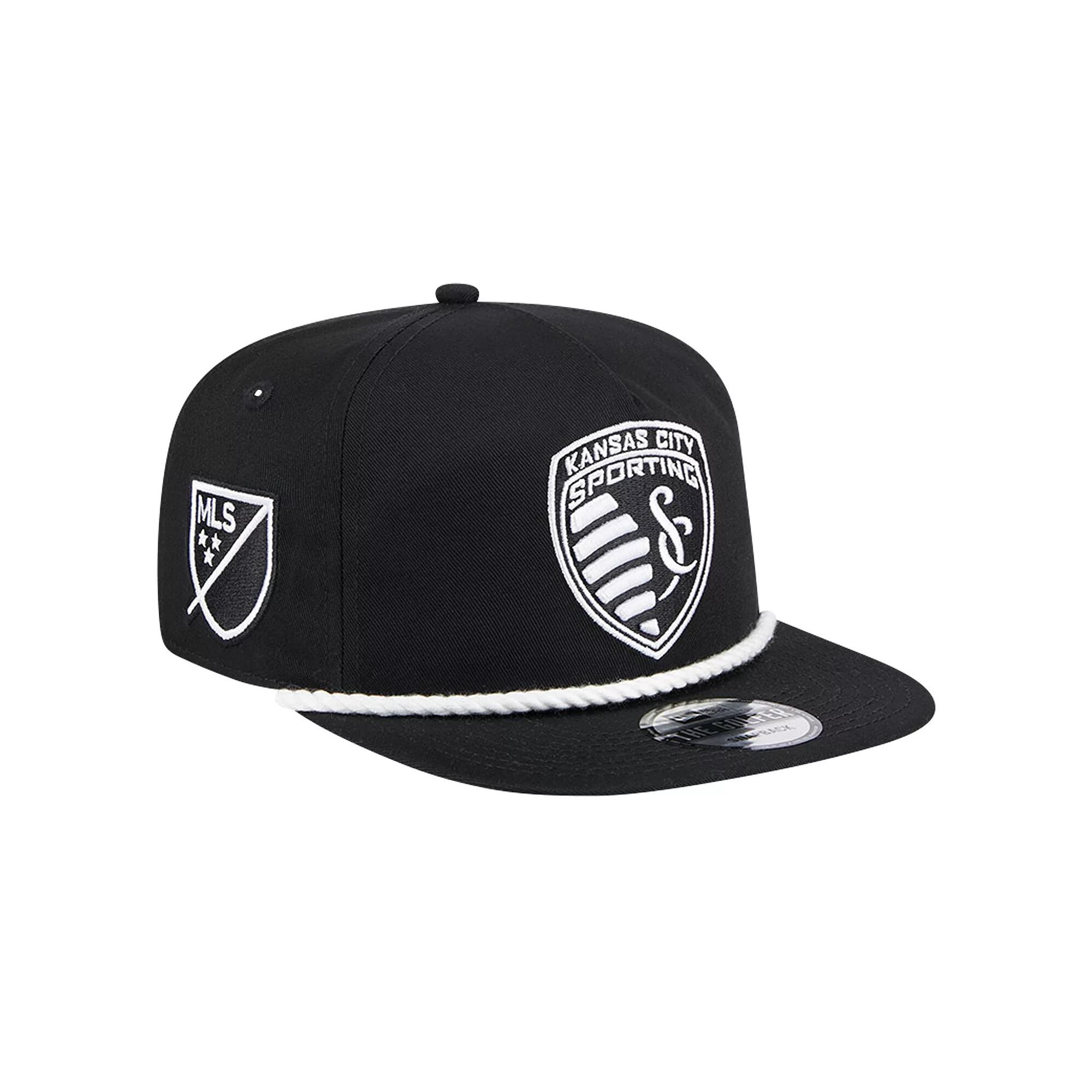Men's New Era Black Sporting Kansas City 2024 Kick Off Collection Golfer Snapback Hat Product Image