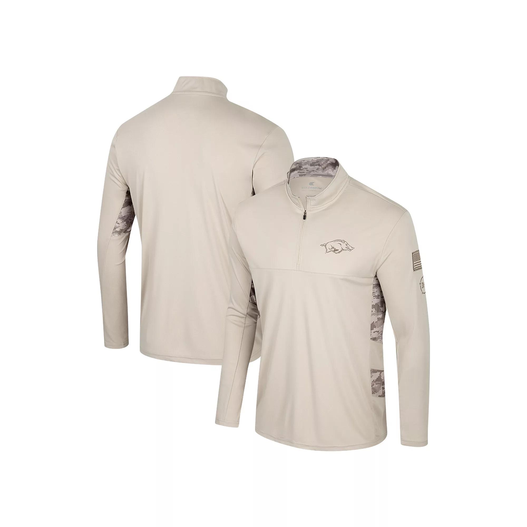 Men's Colosseum Natural Air Force Falcons OHT Military Appreciation Quarter-Zip Jacket, Size: XXL, Afa Beige Product Image