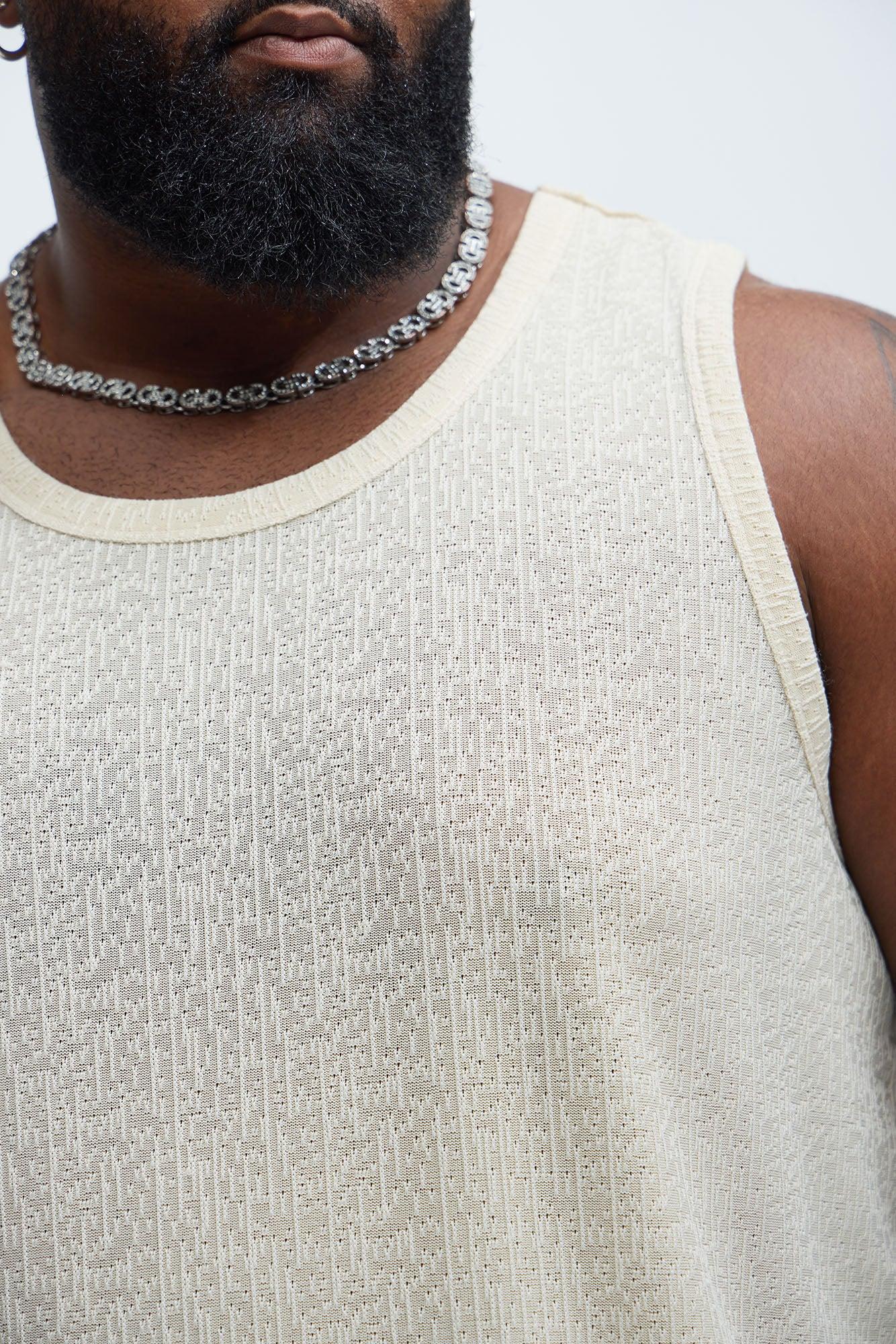 Sleek Textured Tank - Off White Product Image