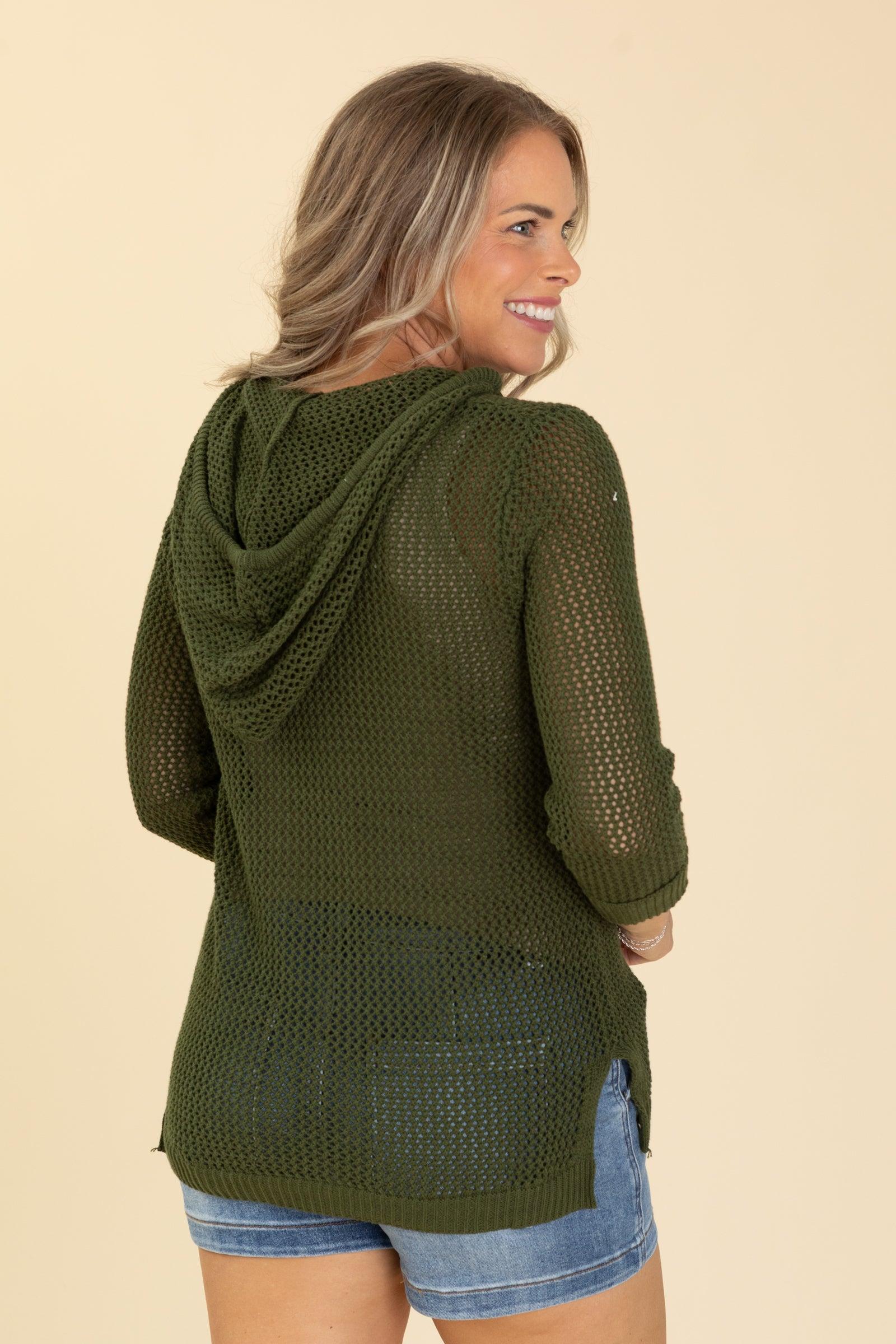 Fish Net Hoodie Lightweight Knit Top Product Image