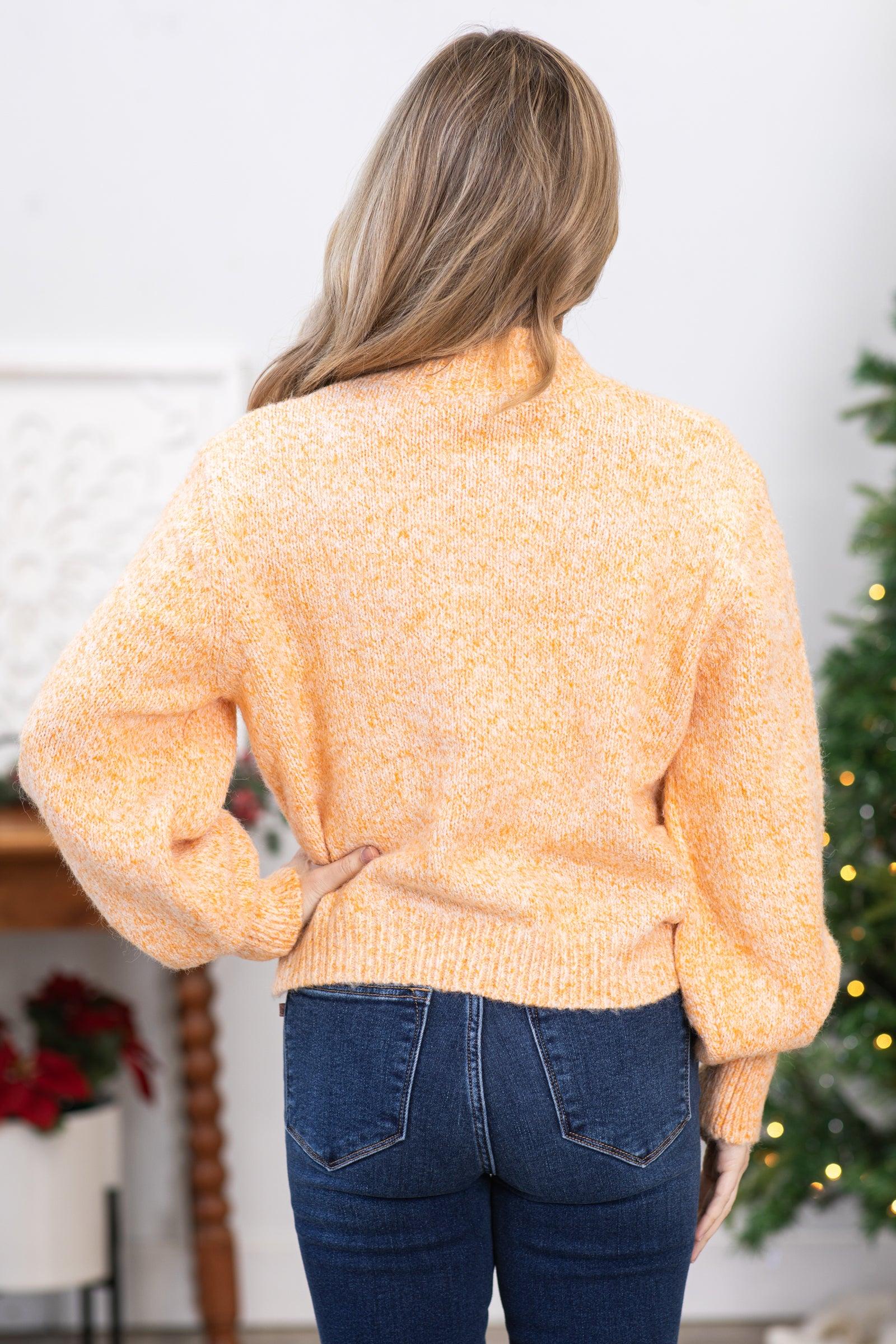 Mustard Melange Mock Neck Sweater Product Image