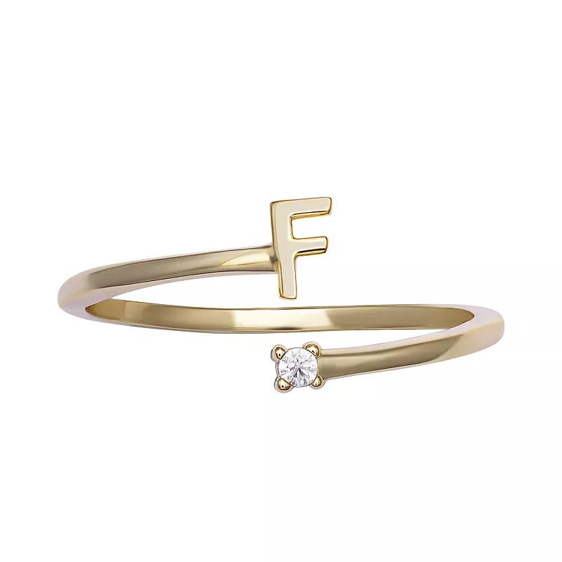 PRIMROSE Sterling Silver Cubic Zirconia Initial Bypass Band Ring, Women's, Size: 7, Gold Tone F Product Image