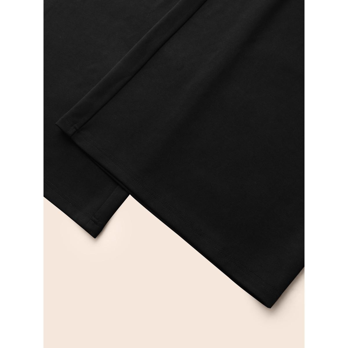 Plus Size Mid Rise Contrast Elastic Waist Pants Women Black Casual Mid Rise Everyday Pants BloomChic 18-20/2X Product Image