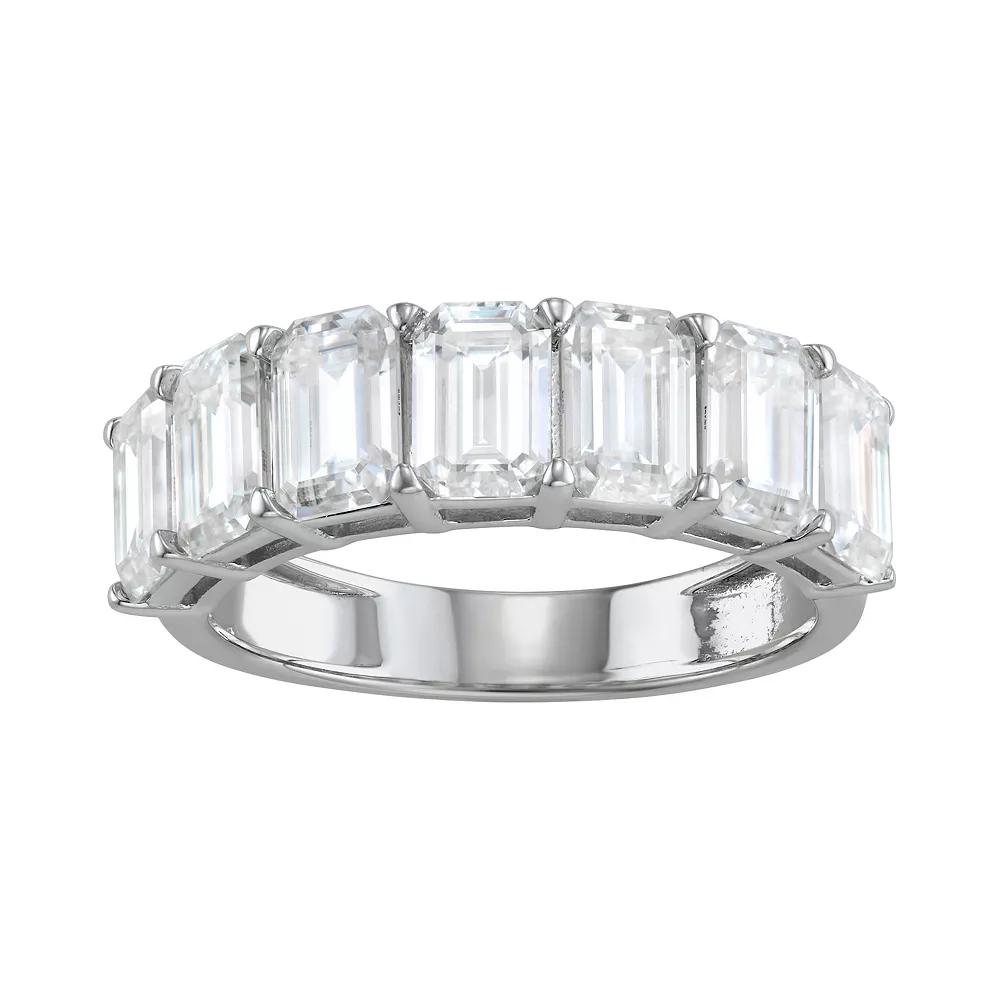 Charles & Colvard 14k White Gold 4 Carat T.W. Lab-Created Moissanite Seven Stone Band, Women's, Size: 6 Product Image
