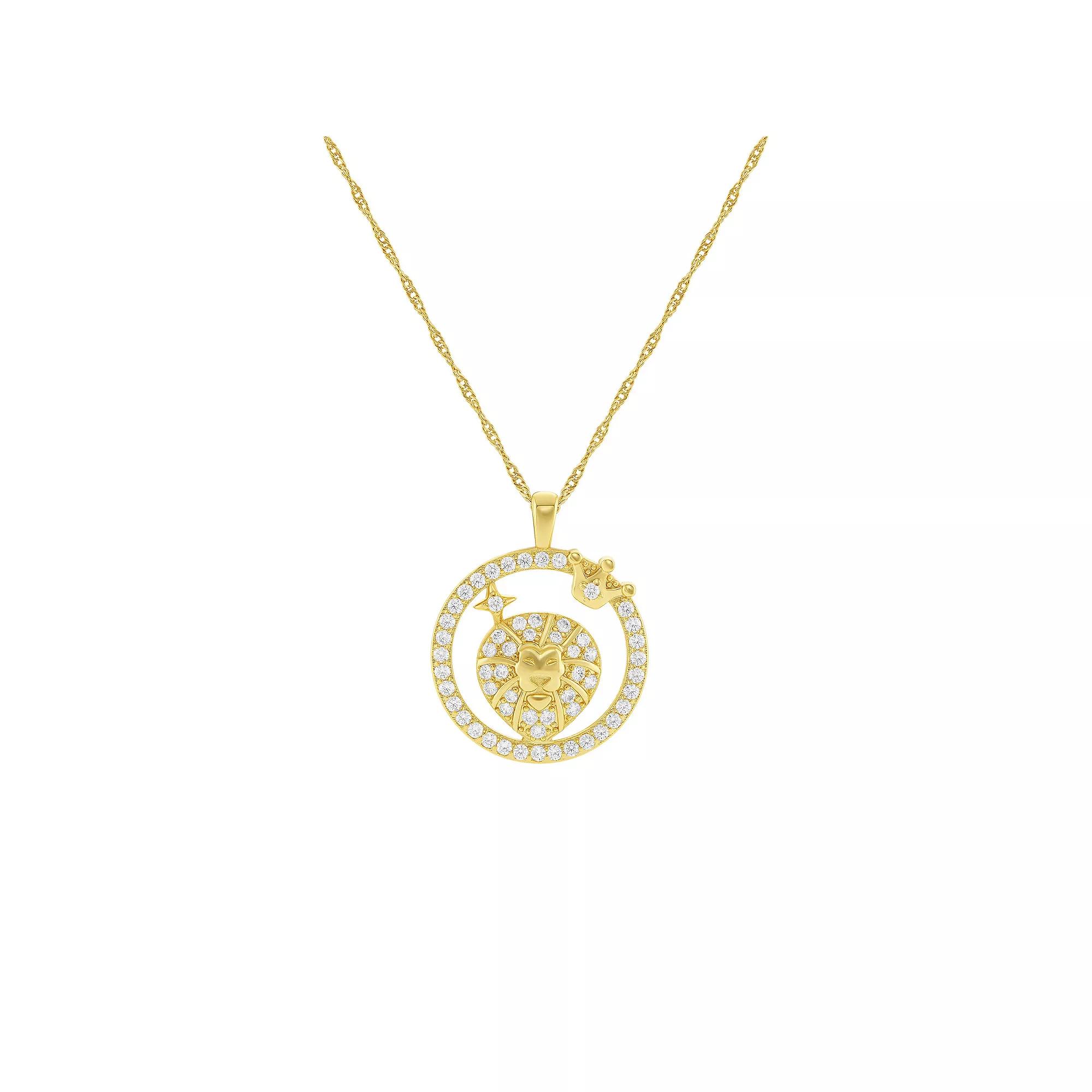 PRIMROSE 18k Gold Plated Cubic Zirconia Zodiac Coin Pendant Necklace, Women's, Size: 18", Leo Product Image
