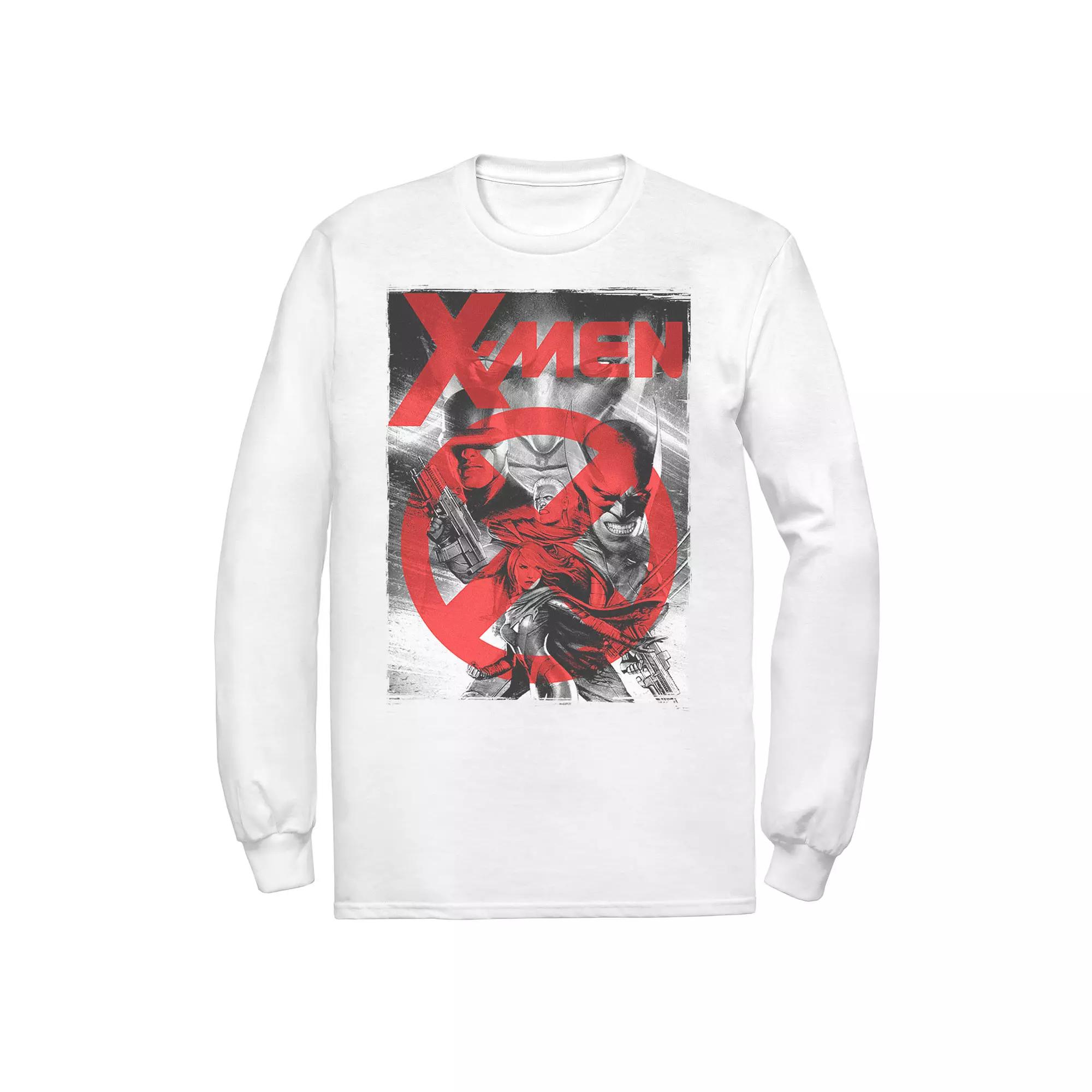 Men's Marvel X-Men Wolverine Cyclops Cable Red Logo Long Sleeve Graphic Tee,  Product Image