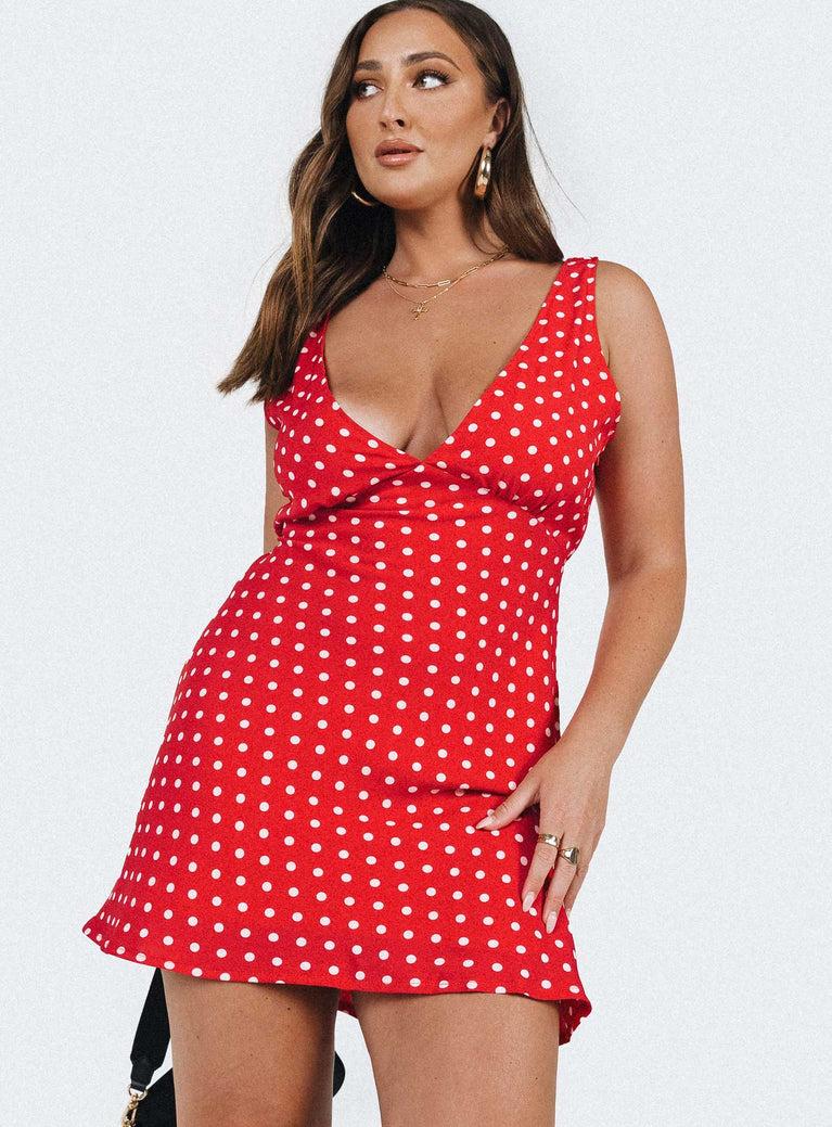 Nellie Mini Dress Red Polka Dot Product Image