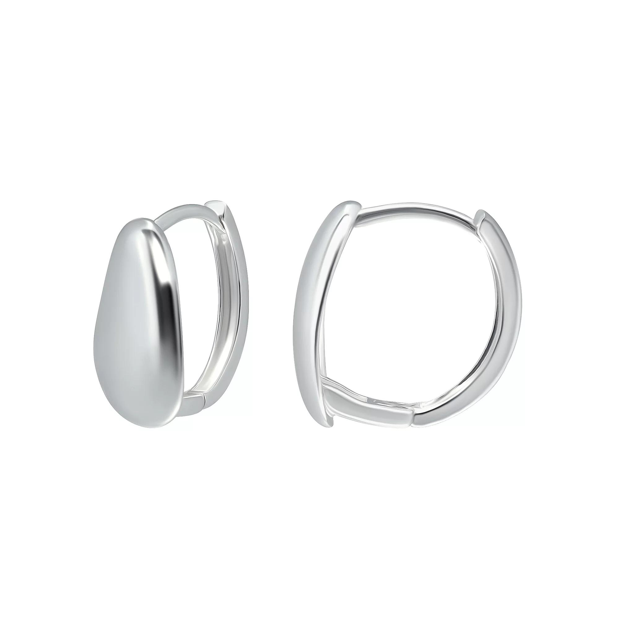 Aleure Precioso Sterling Silver Shield Huggie Earrings, Women's Product Image