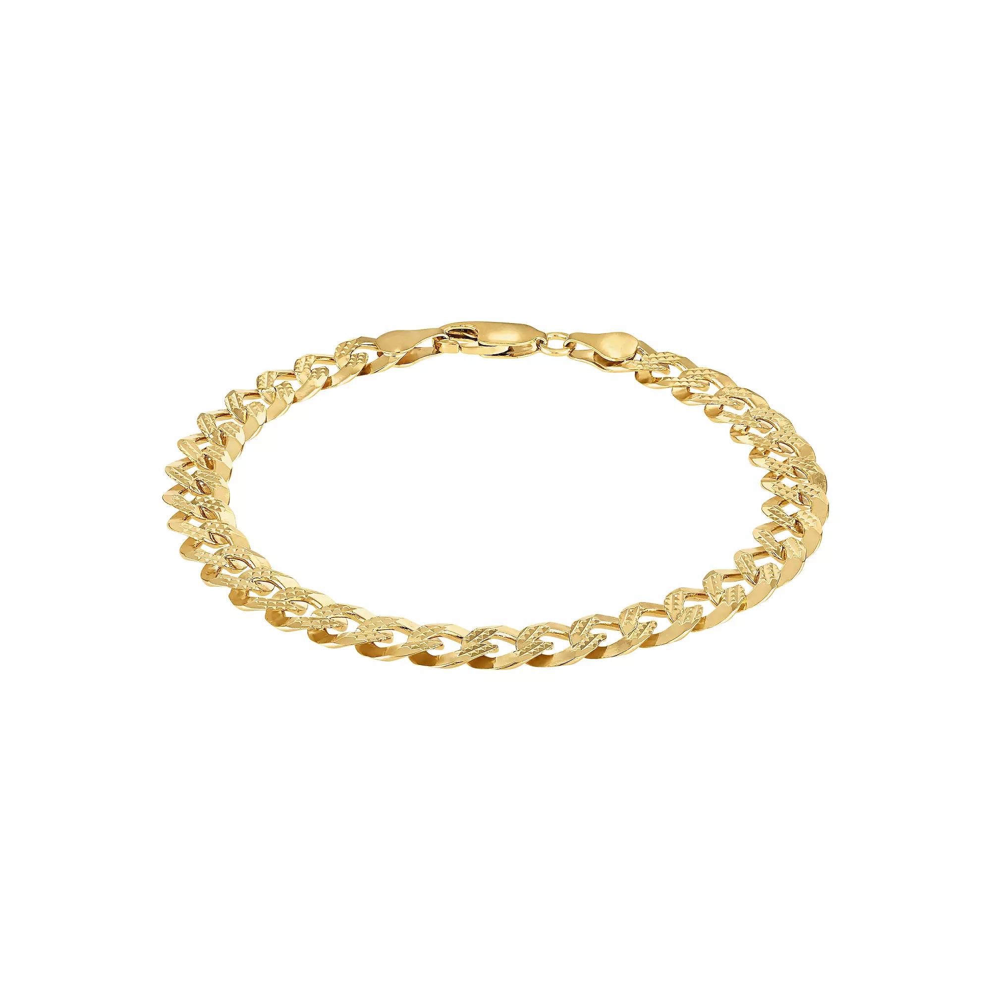 Giorgio di Vicenza 14k Gold Over Silver Textured Curb Chain Bracelet, Men's, Size: 8", Gold Tone Product Image