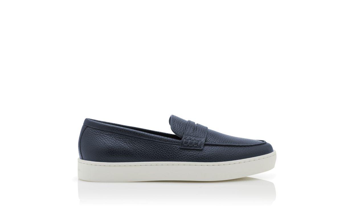 ELLIS Navy Blue Calf Leather Slip-On Loafers Product Image