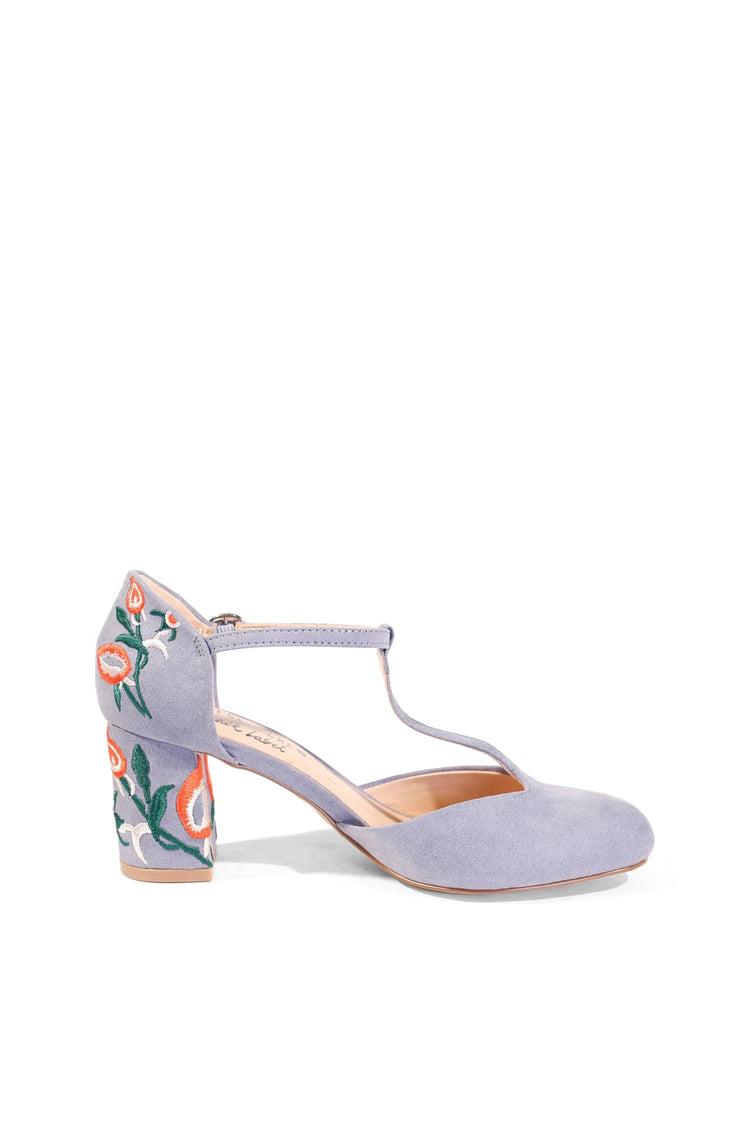 Frenchie T-Strap Embroidered Heels Product Image