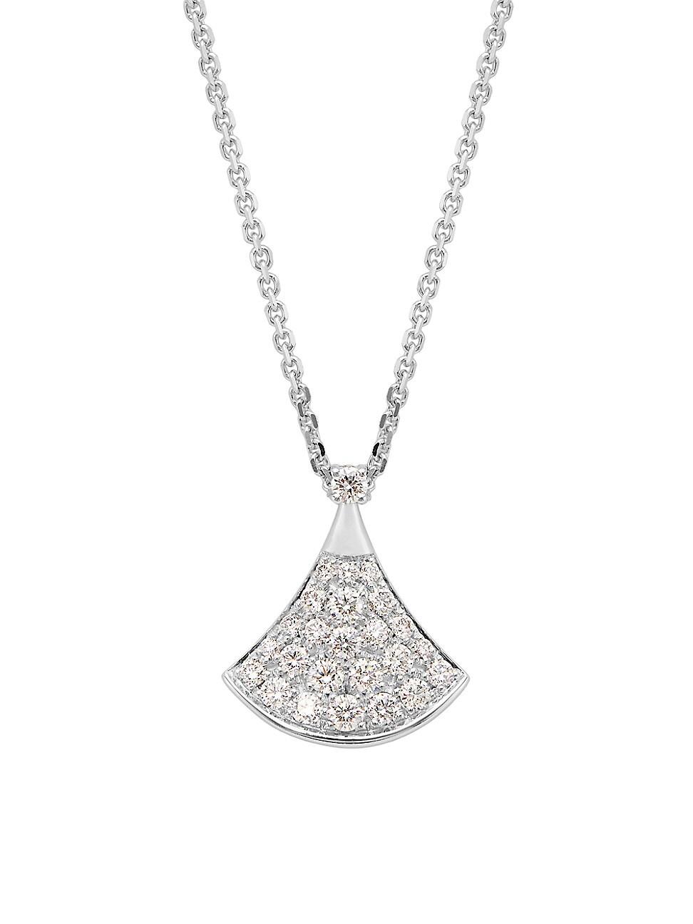 Womens Divas Dream 18K White Gold & Diamond Pav Pendant Necklace Product Image