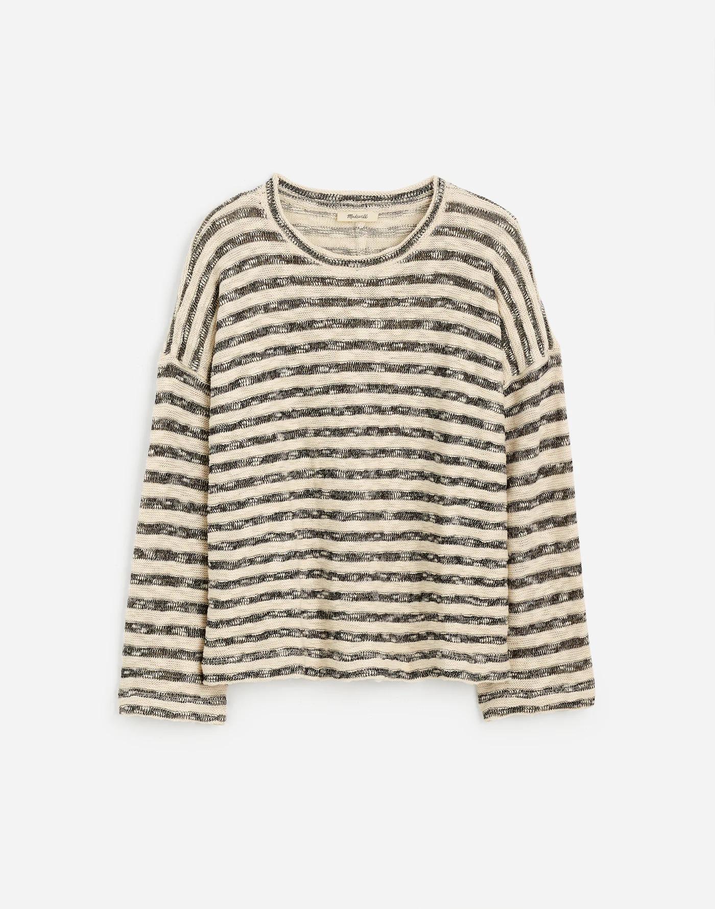 Crewneck Long-Sleeve Knit Tee in Stripe Product Image