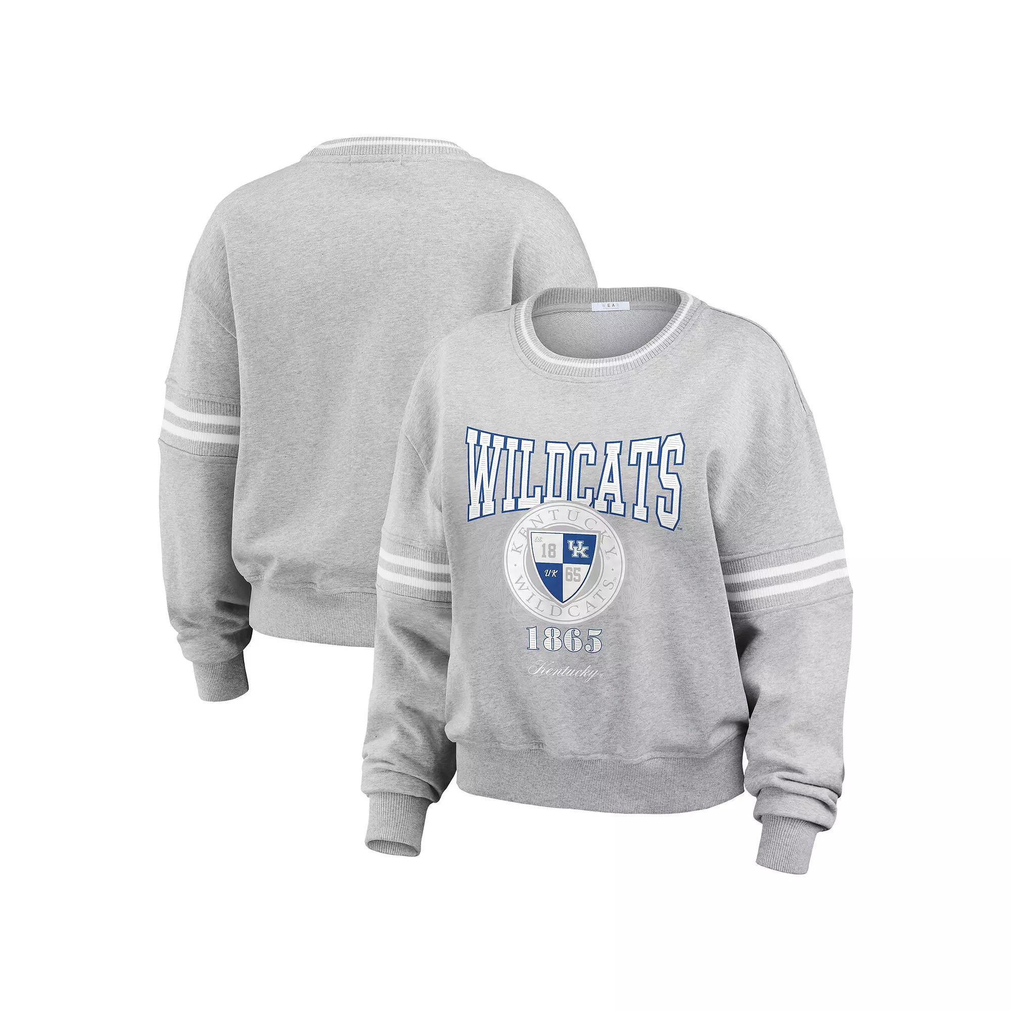 Women's WEAR by Erin Andrews Heather Gray Kentucky Wildcats Classic Stripe Pullover Sweater, Size: XL, Grey Product Image