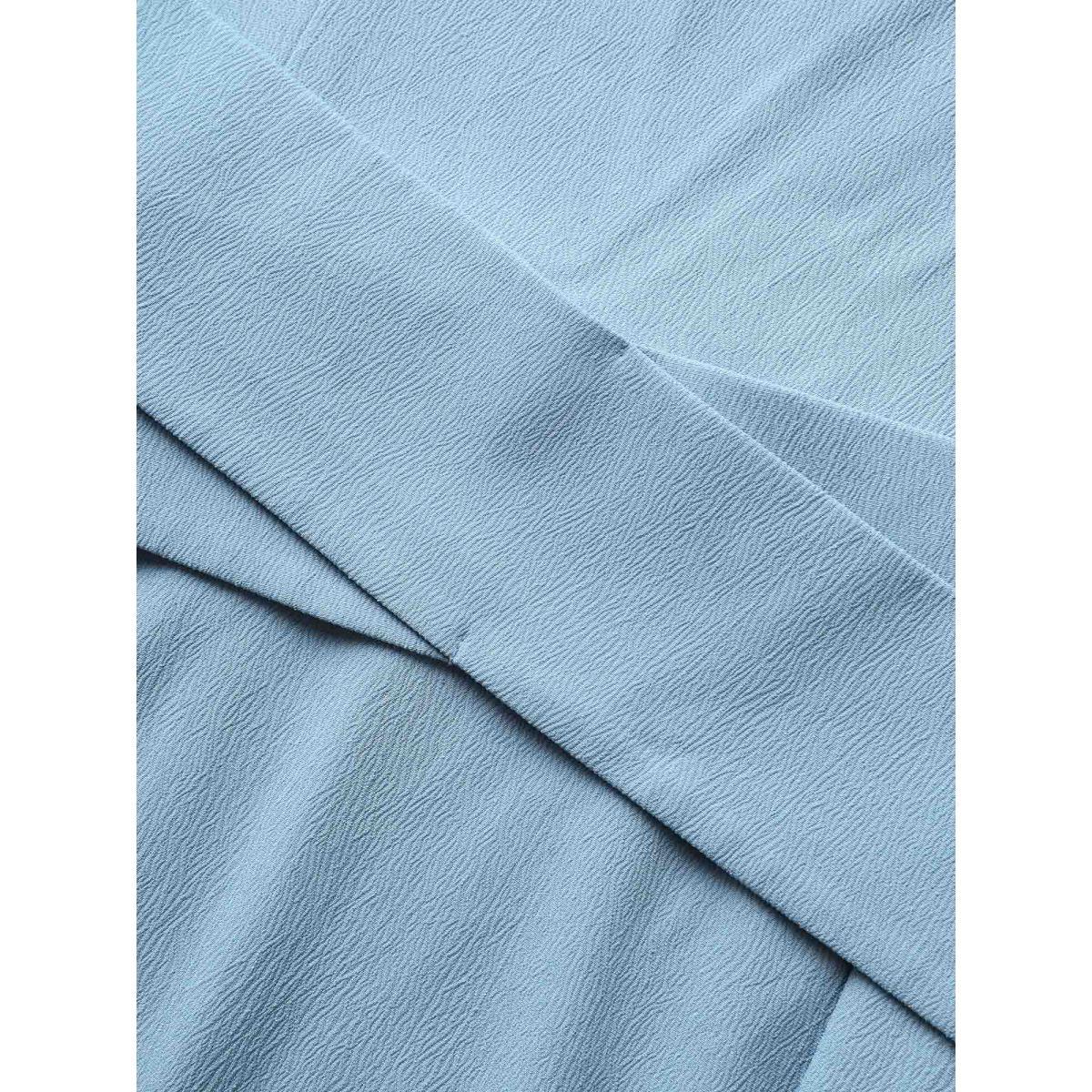 Plus Size Heart Neckline Crossover Shirred Midi Dress LightBlue Women Elegant Pleated Heart neckline Sleeveless Curvy BloomChic 10/M Product Image