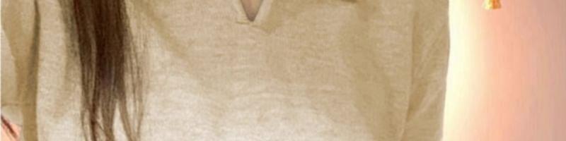 Long-Sleeve Polo-Neck Plain Sweater Product Image