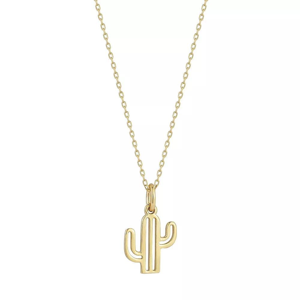 LUMINOR GOLD 14k Gold Cactus Pendant Necklace, Women's, Size: 18" Product Image