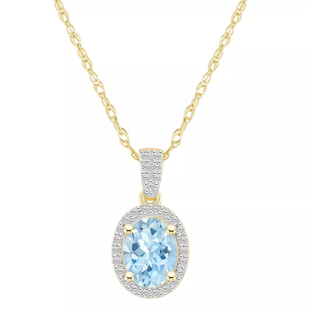Celebration Gems 10k Gold Oval Gemstone & Lab-Created White Sapphire Halo Pendant Necklace, Women's,  Product Image
