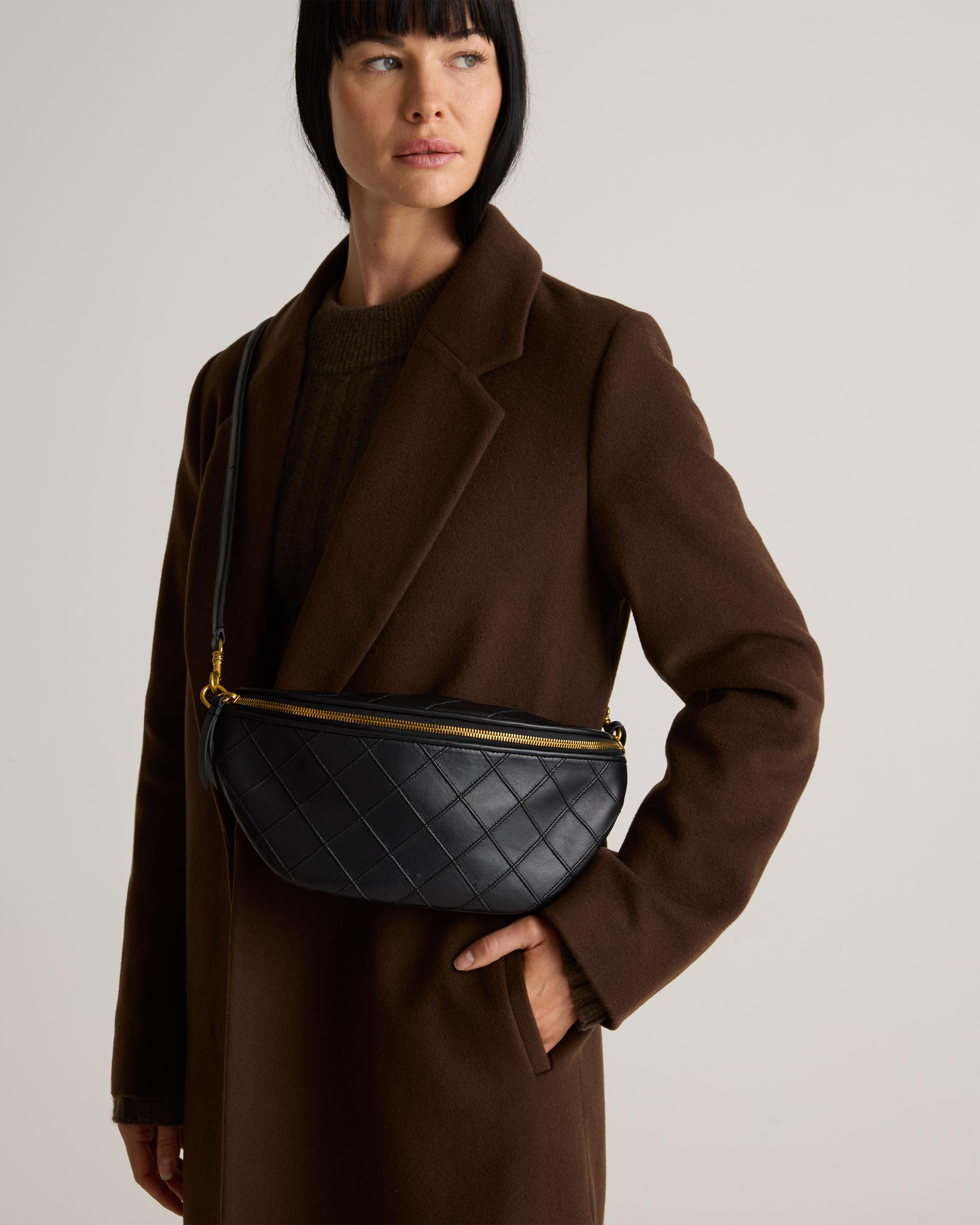 Quince | Women's Italian Leather Diamond Stitch Sling Product Image