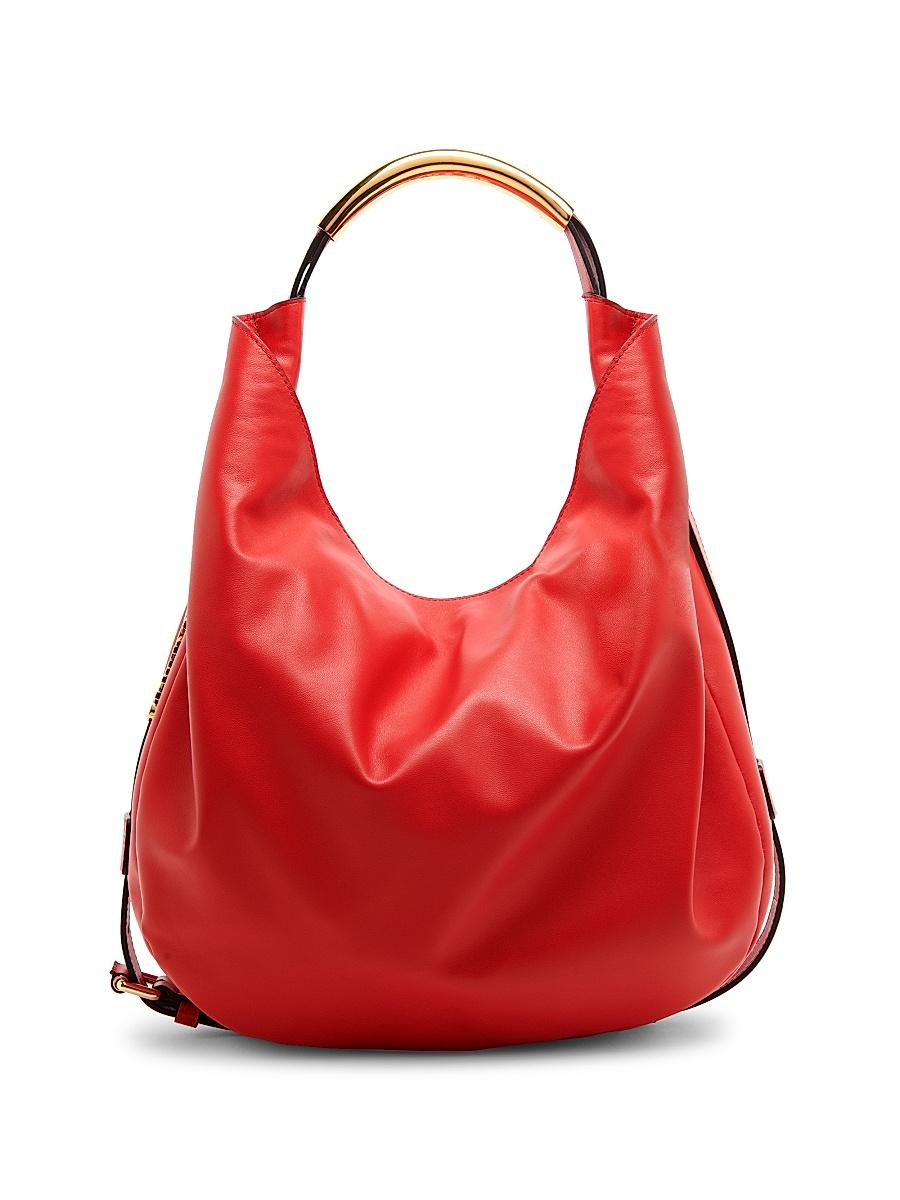 Womens Chambred Handle Leather Bag Product Image