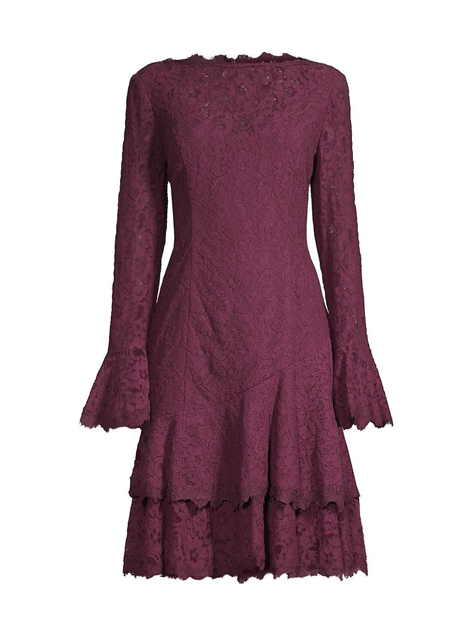 Womens Tiered Flounce Lace Dress Product Image
