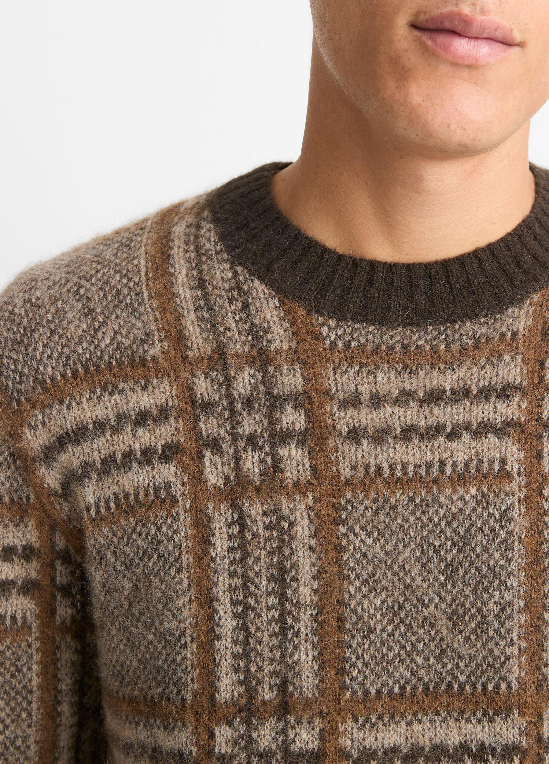 Brushed Glen Plaid Crew Neck Sweater Product Image