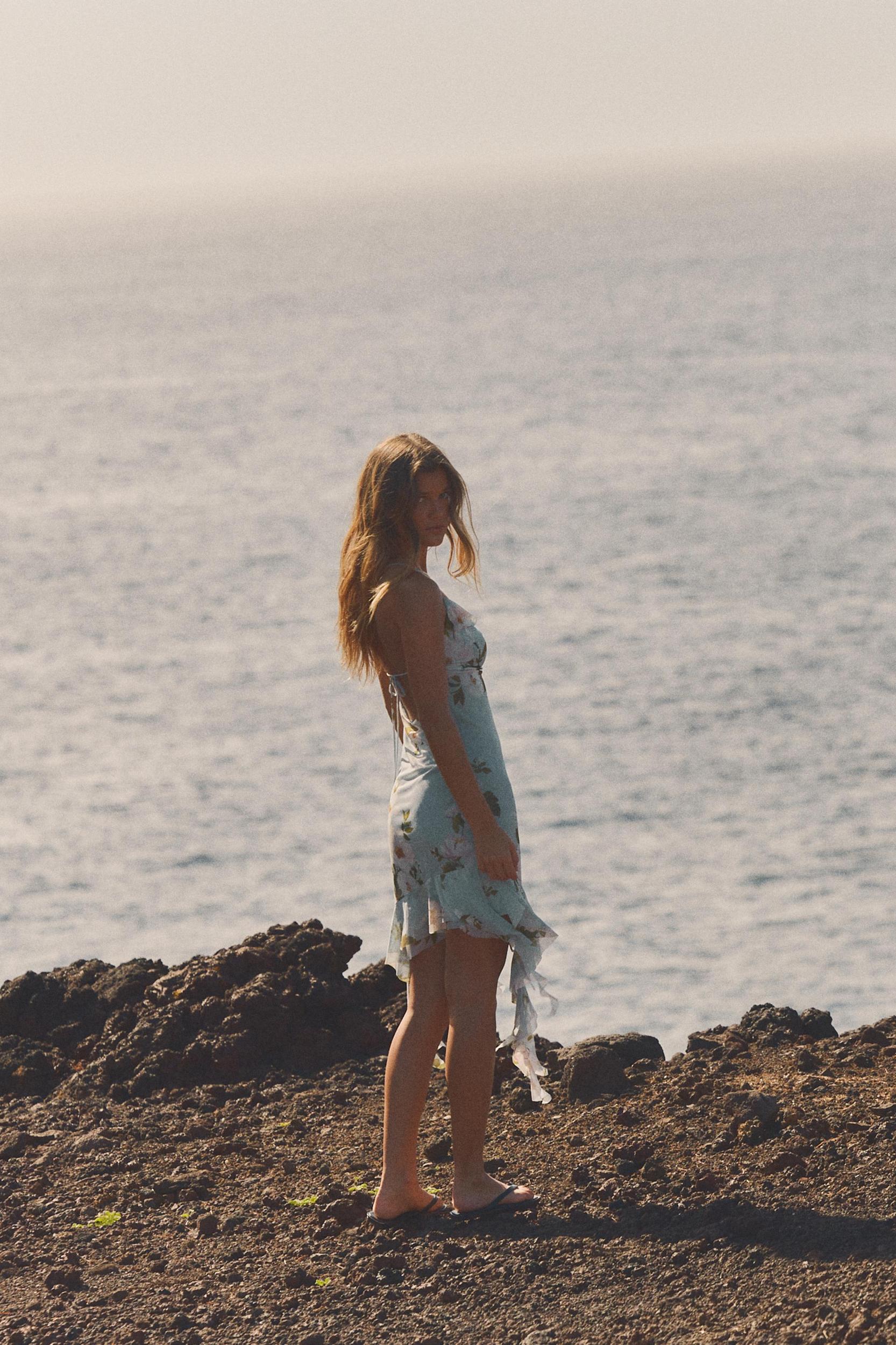 FLORAL PRINT TULLE MINI DRESS Product Image