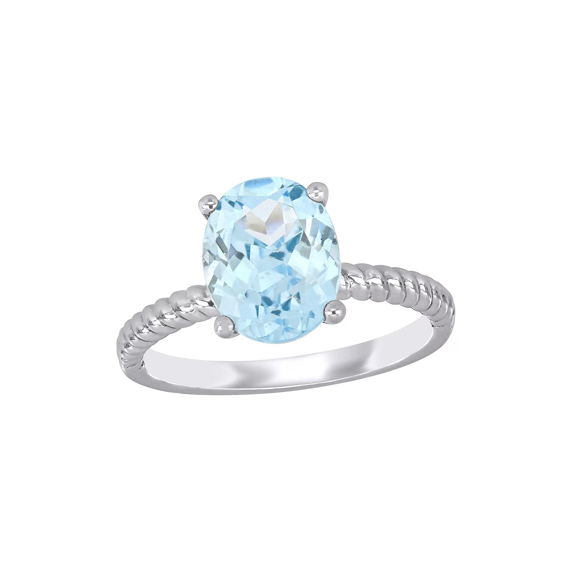 Stella Grace 14k White Gold Aquamarine Oval Ring, Women's, Size: 6, 14k Whgold Product Image