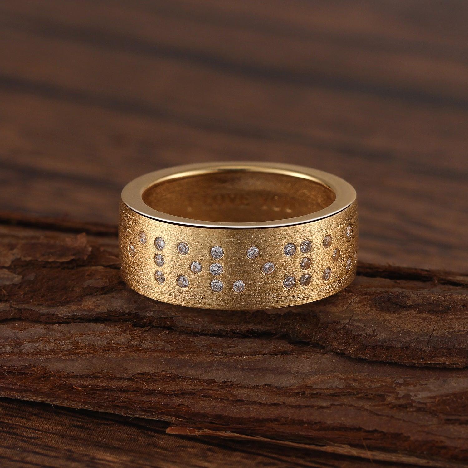Touchstone I Love You Band Ring Brushed Gold Product Image