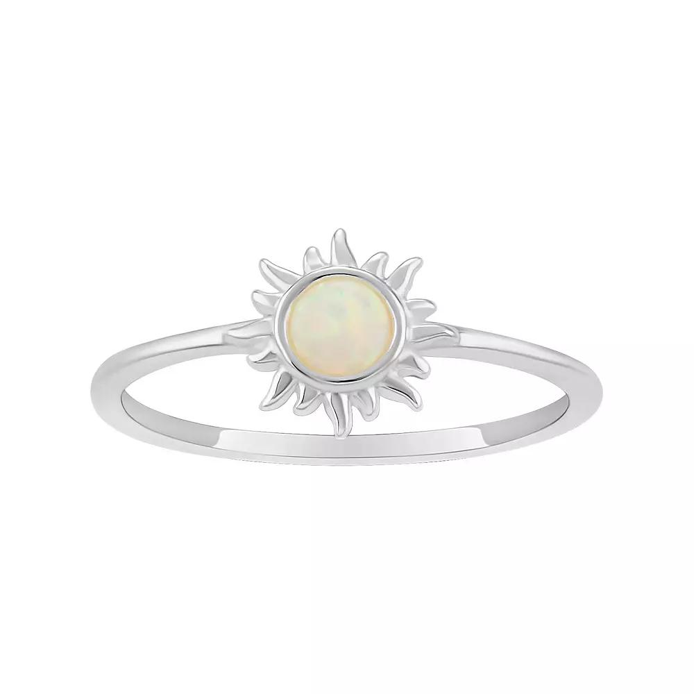 PRIMROSE Sterling Silver Opal Sun Ring, Women's, Size: 9, Sterling Silver White Product Image