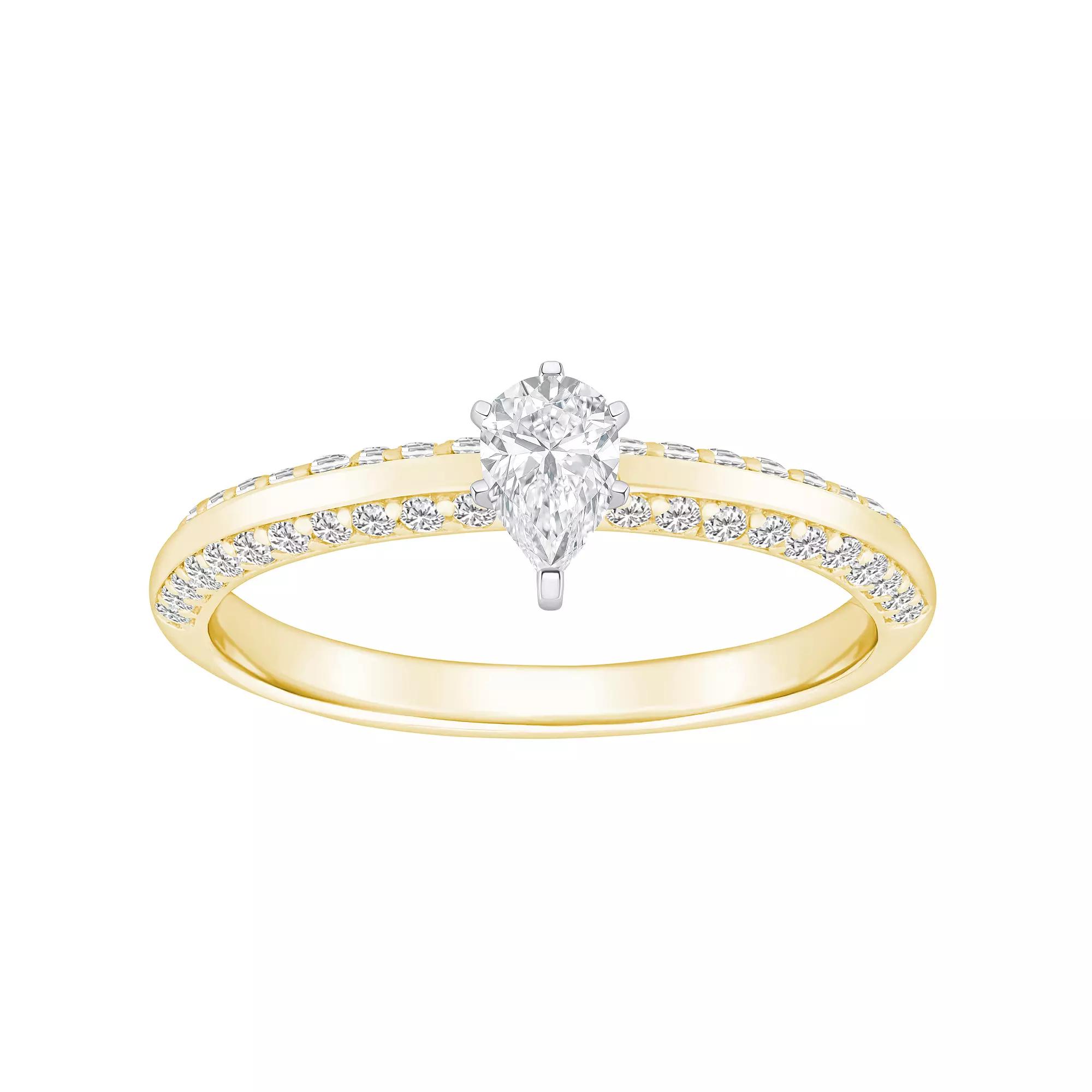 Alyson Layne 14k Gold 3/5 Carat T.W. Diamond Pear Shape Pave & Polished Band Engagement Ring, Womens 14k Two Tone Gold Product Image