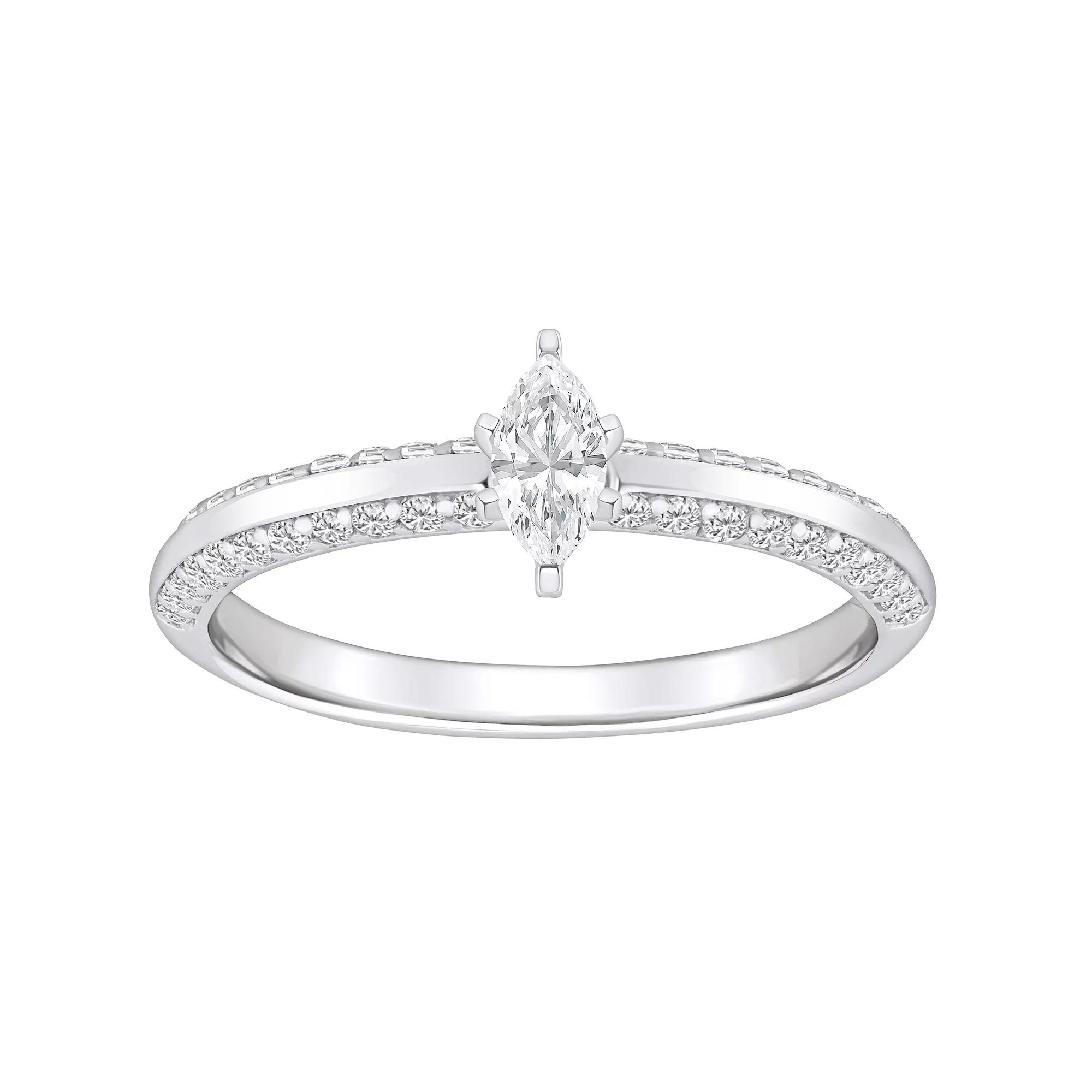 Alyson Layne 14k Gold 3/5 Carat T.W. Diamond Marquise Pave & Polished Band Engagement Ring, Women's, Size: 8.50, 14k White Gold Product Image