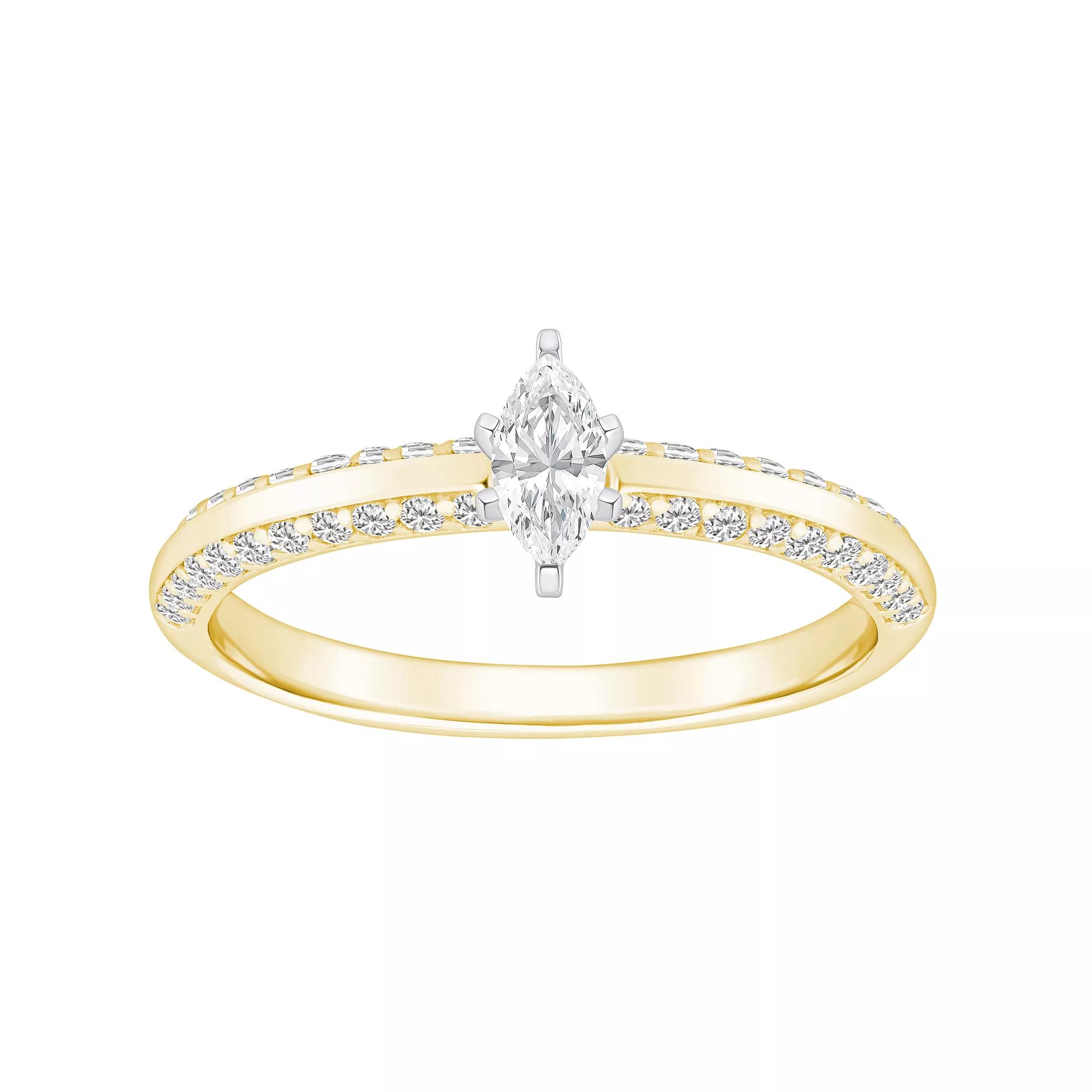 Alyson Layne 14k Gold 3/5 Carat T.W. Diamond Marquise Pave & Polished Band Engagement Ring, Women's, Size: 8.50, 14k White Gold Product Image