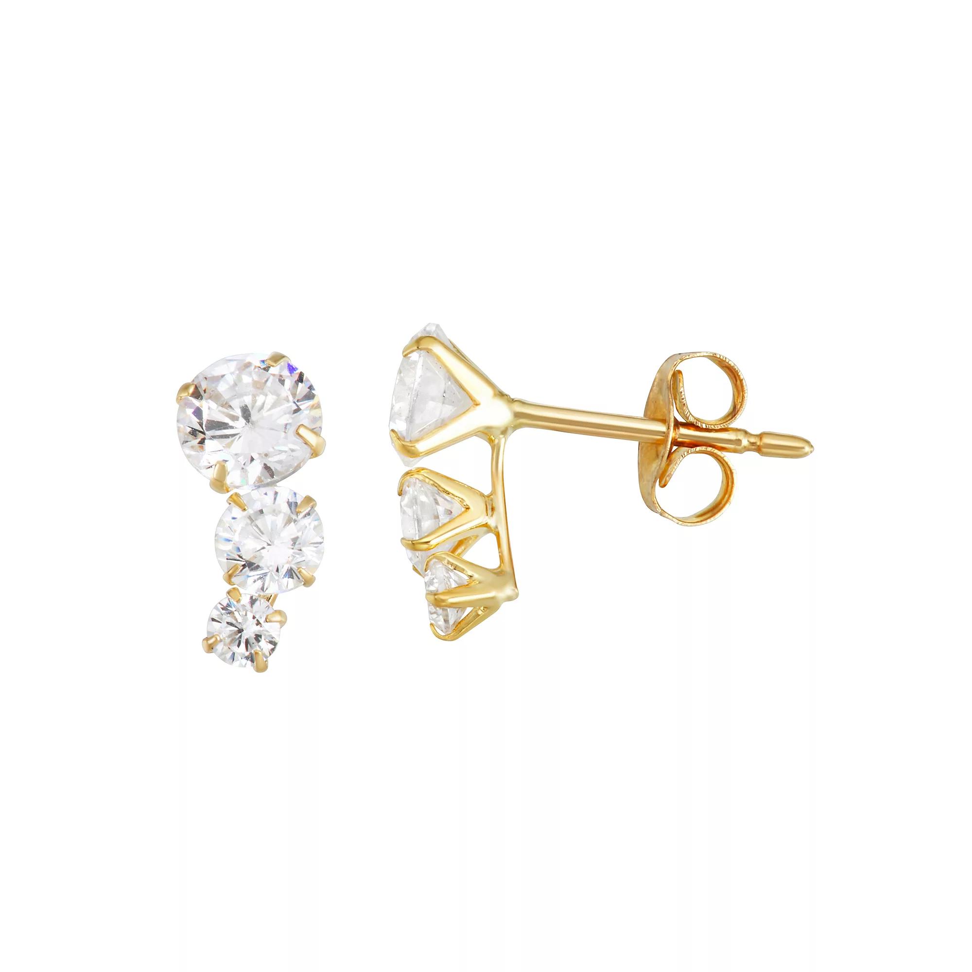 Taylor Grace 10k Gold Cubic Zirconia Crawler Stud Earrings, Women's Product Image