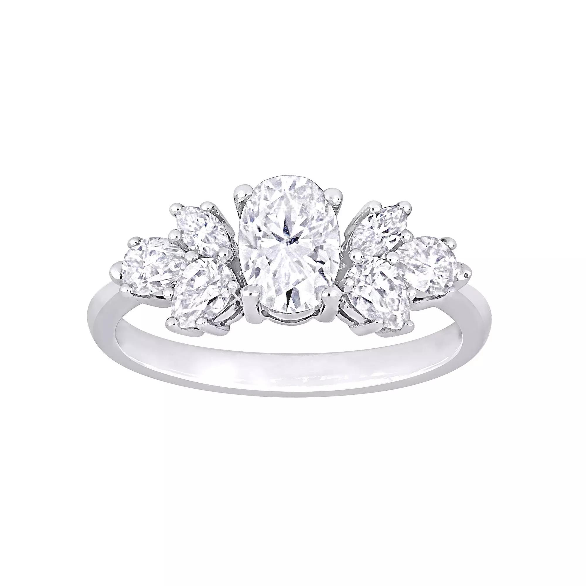 Stella Grace 10k White Gold Lab-Created Moissanite Cluster Engagement Ring, Women's,  Product Image