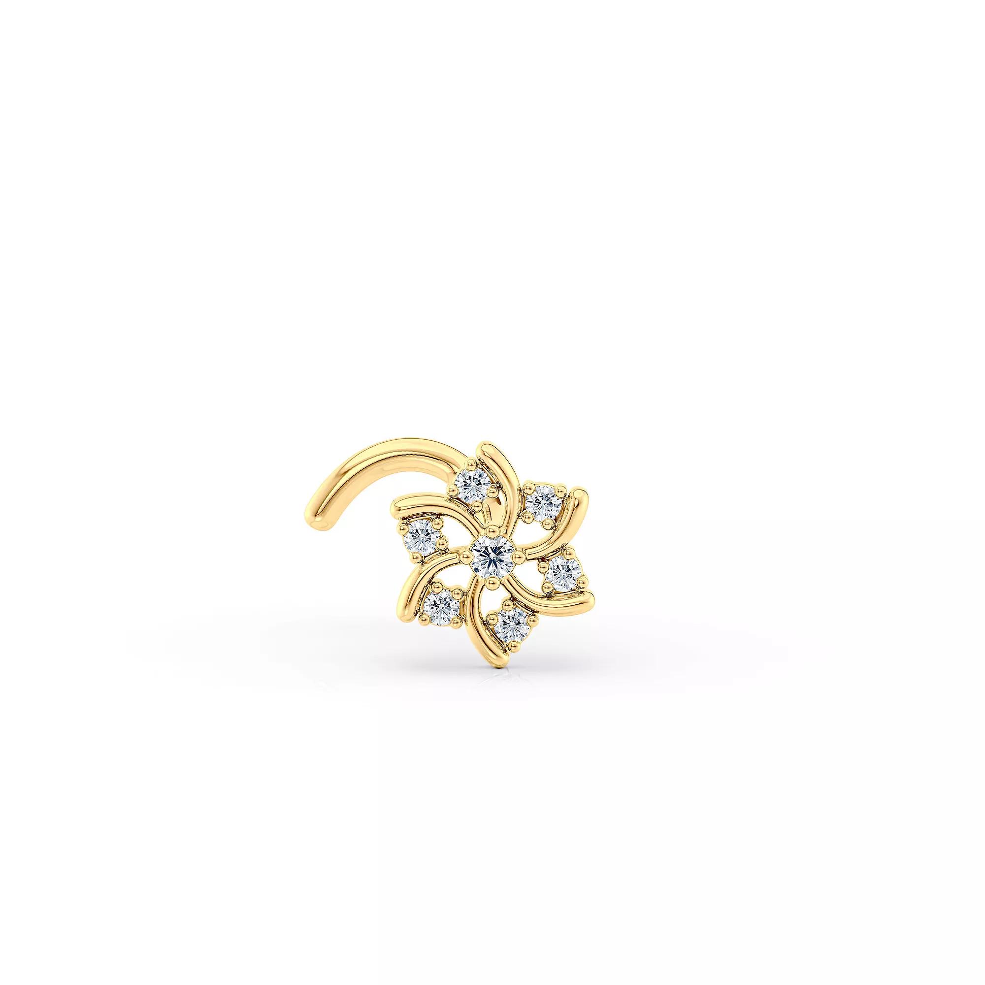 Lila Moon 14k Gold Cubic Zirconia Flower Curved Nose Ring, Women's Product Image