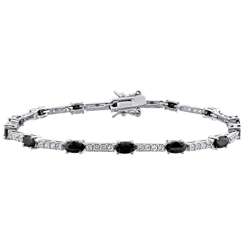 Stella Grace Sterling Silver Black & White Cubic Zirconia Station Bracelet, Women's Product Image