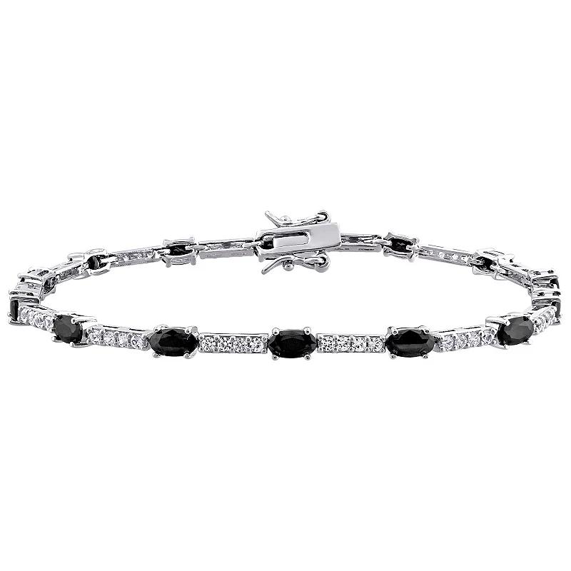 Stella Grace Sterling Silver Black & White Cubic Zirconia Station Bracelet, Women's Product Image