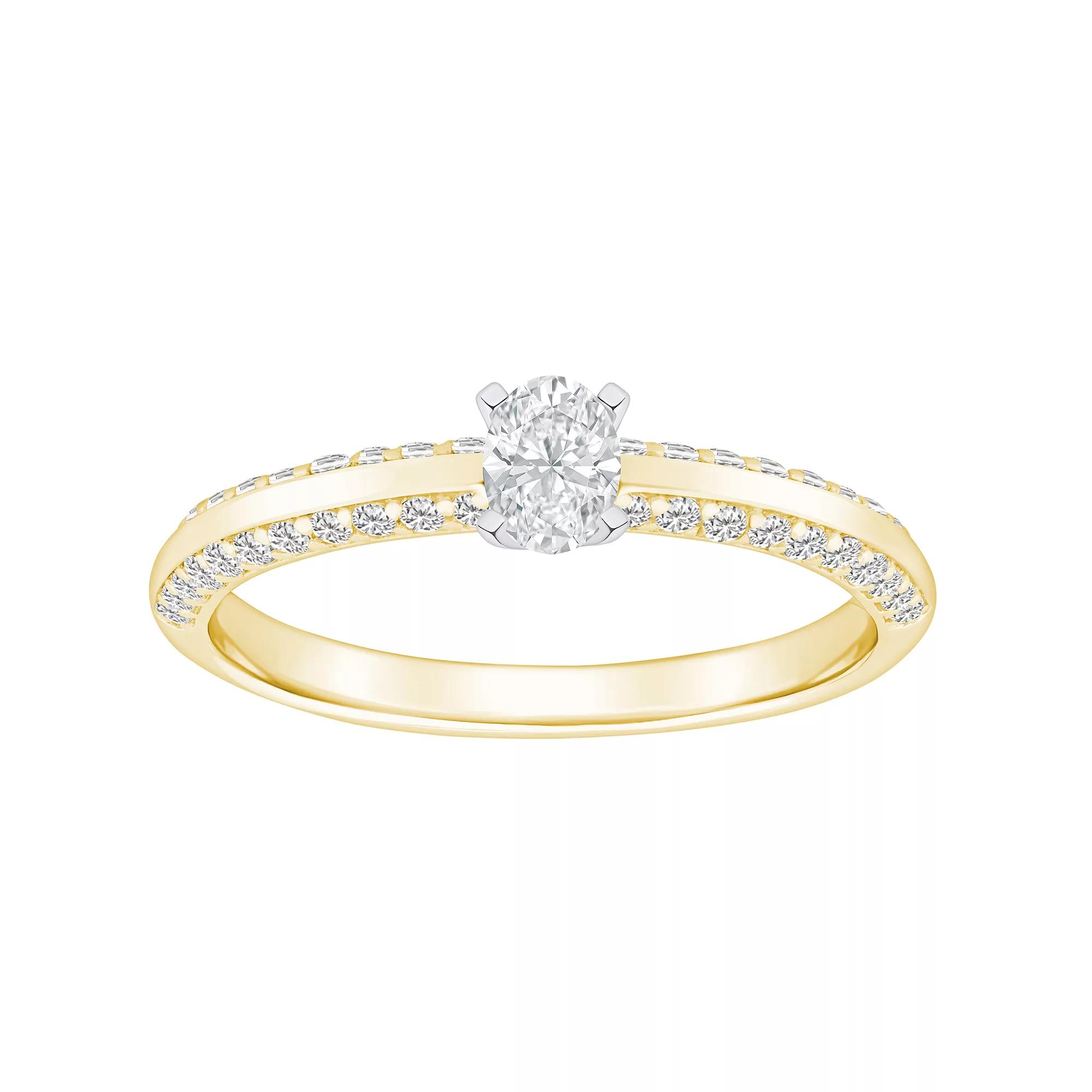 Alyson Layne 14k Gold 3/5 Carat T.W. Diamond Oval Cut Pave & Polished Band Engagement Ring, Women's, Size: 6.50, 14k White Gold Product Image