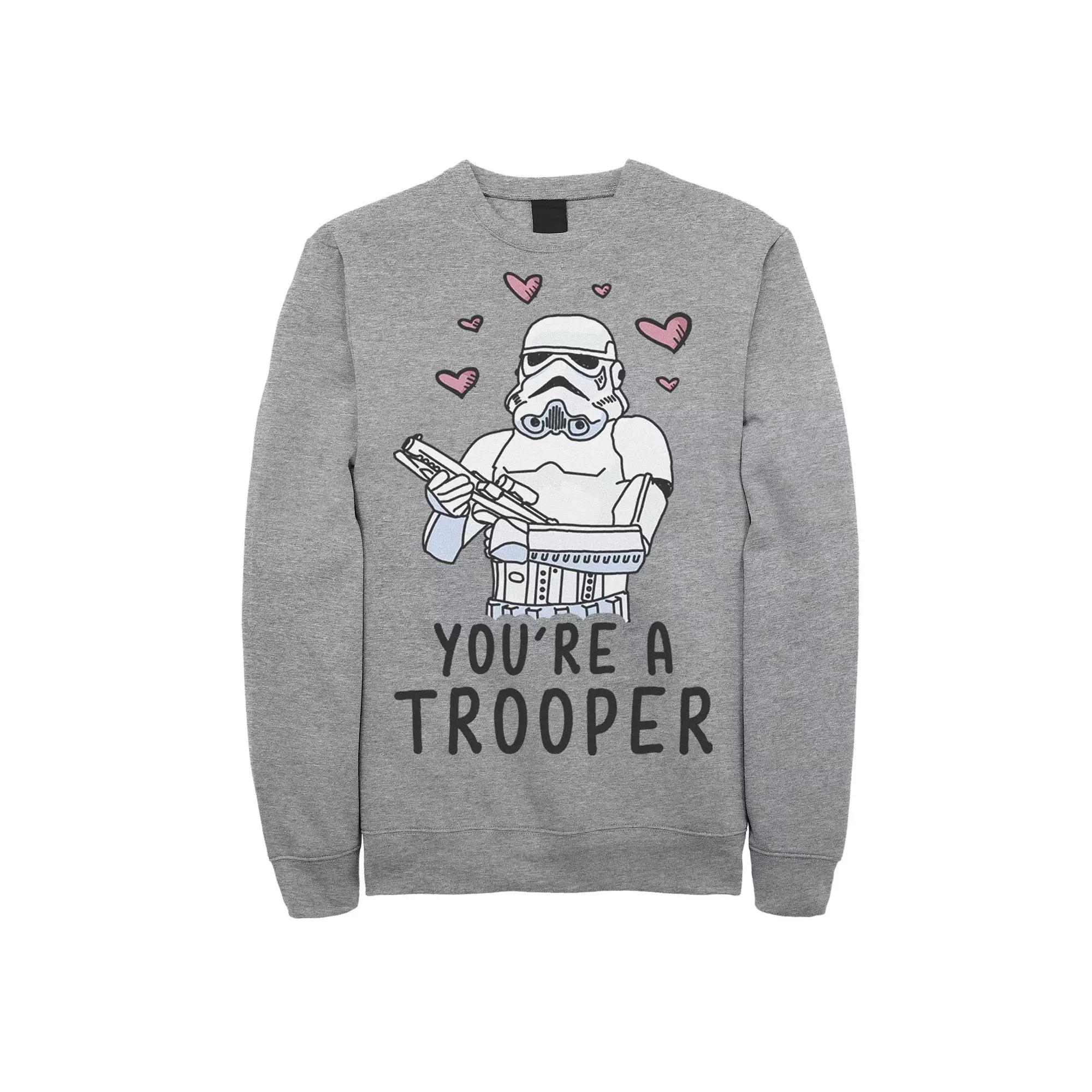 Men's Star Wars "You're A Trooper" Floating Hearts Sweatshirt, Size: Large, Athletic Grey Product Image