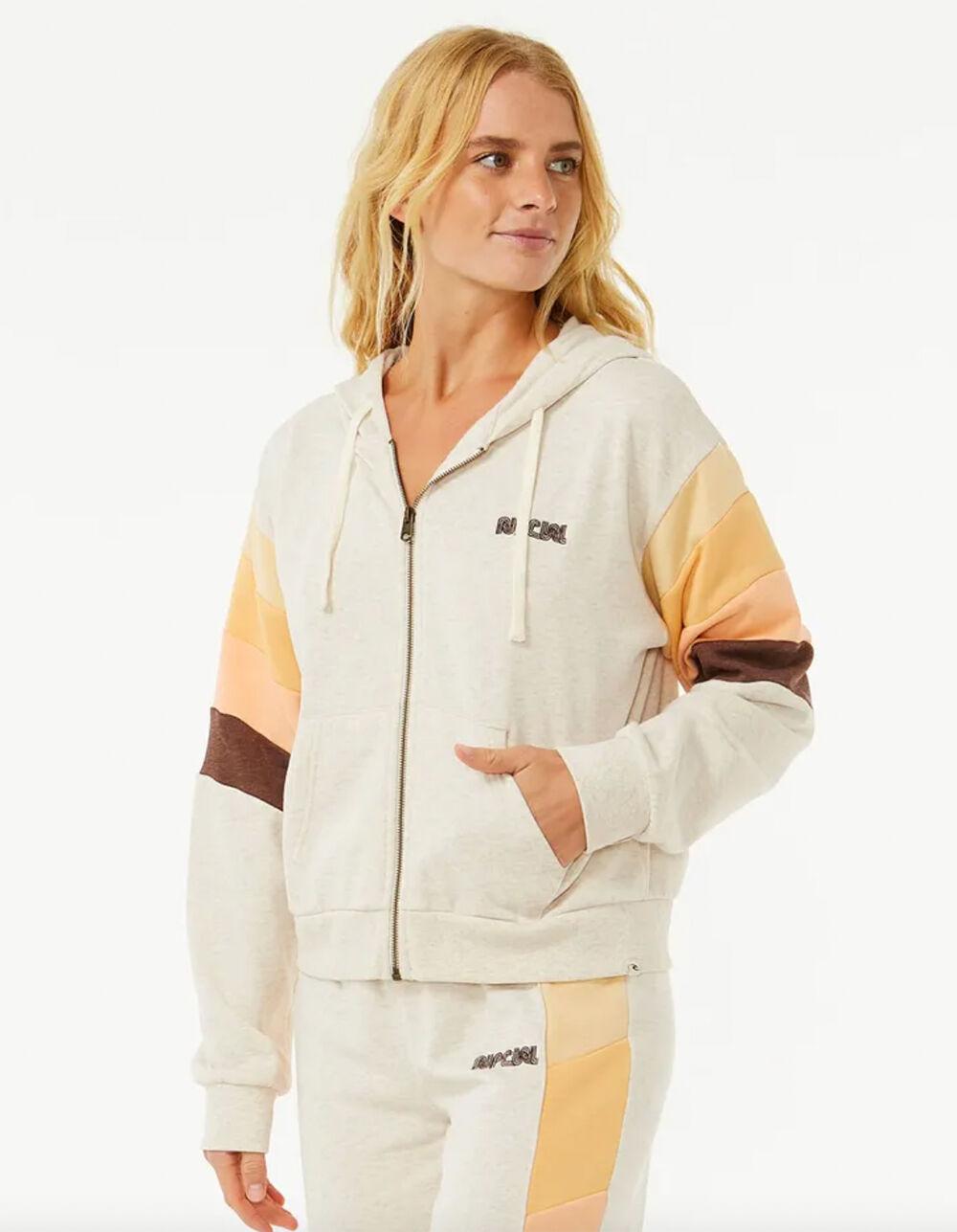 RIP CURL Surf Revival Womens Zip Up Hoodie - OATMEAL Product Image