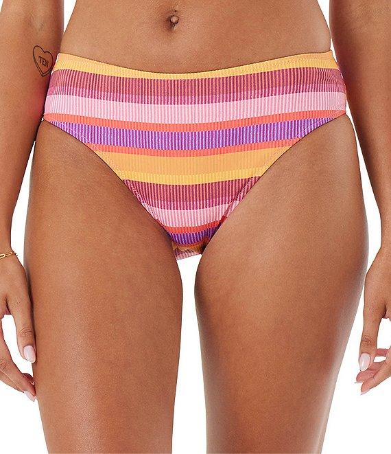 Roxy Coastal Current Rainbow Summer Stripes Low Waist Hipster Swim Bottom Product Image