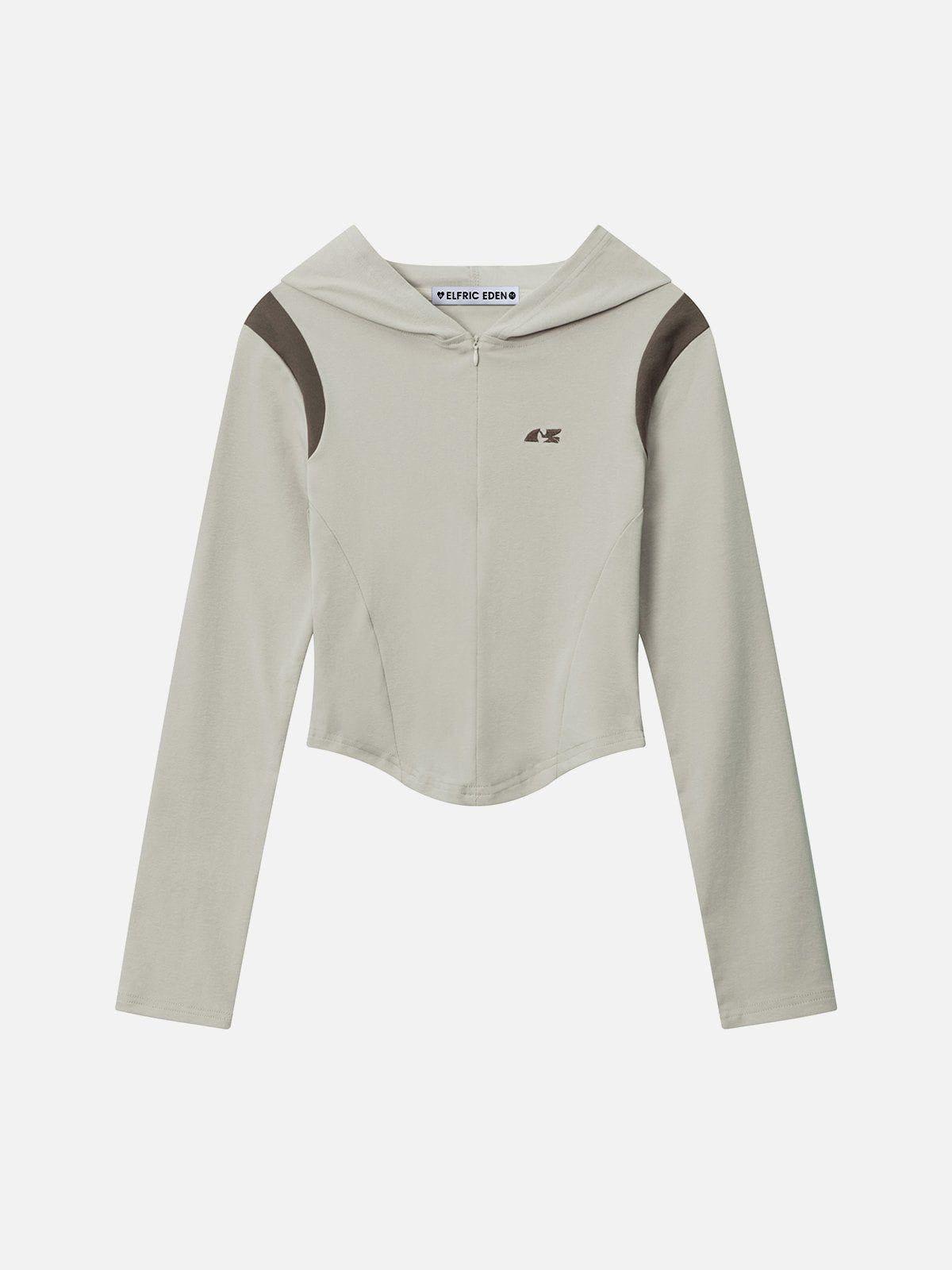 Embroidery Color Blocking Hoodie Female Product Image