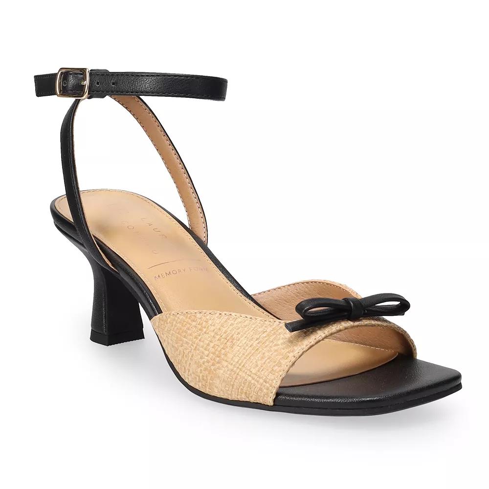 LC Lauren Conrad Eileen Bow Women's Open-Toe Heeled Sandals, Size: 10, Natural Product Image