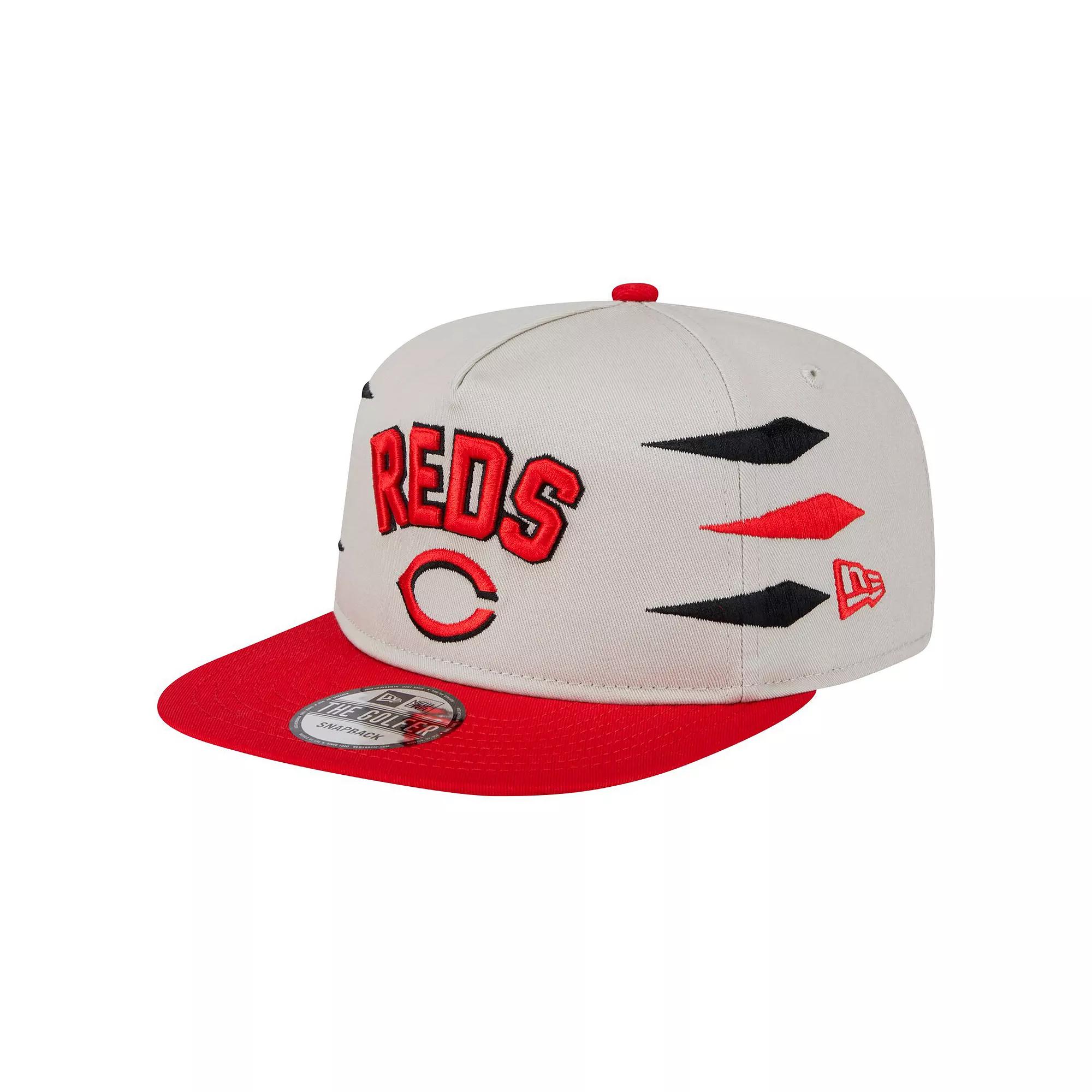 Men's New Era Cream Cincinnati Reds Iron Golfer Snapback Hat, Red Beige Product Image